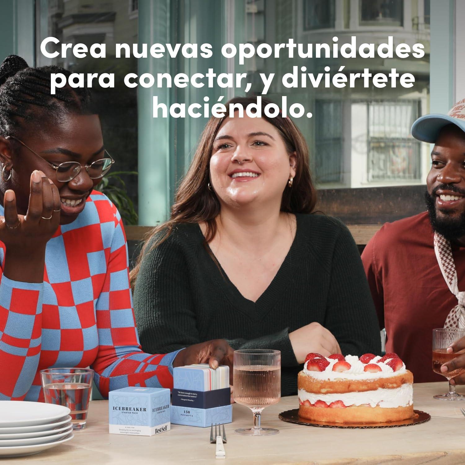 BestSelf Co. BestSelf Rompehielo (Icebreaker Spanish)  150 Prompt Conversation Cards - Ice Breaker Game for Creating Real Conversations, Building Connections - Perfect Playing Cards for Friends, Family, Dates