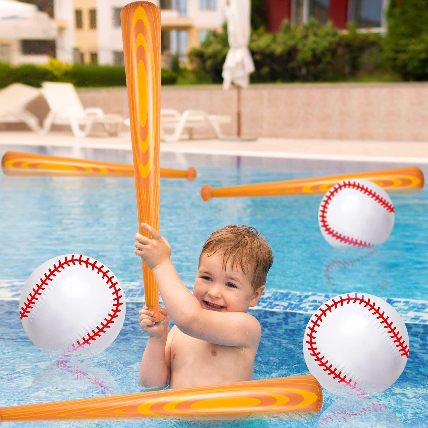 ZHBDMGK Inflatable Baseball Bat and Ball, 3Pcs Baseball Beach Ball Set Including 2Pcs 40 Inch Inflatable Bat and 1Pcs Baseball Beach Ball for Baseball Party Sports Game