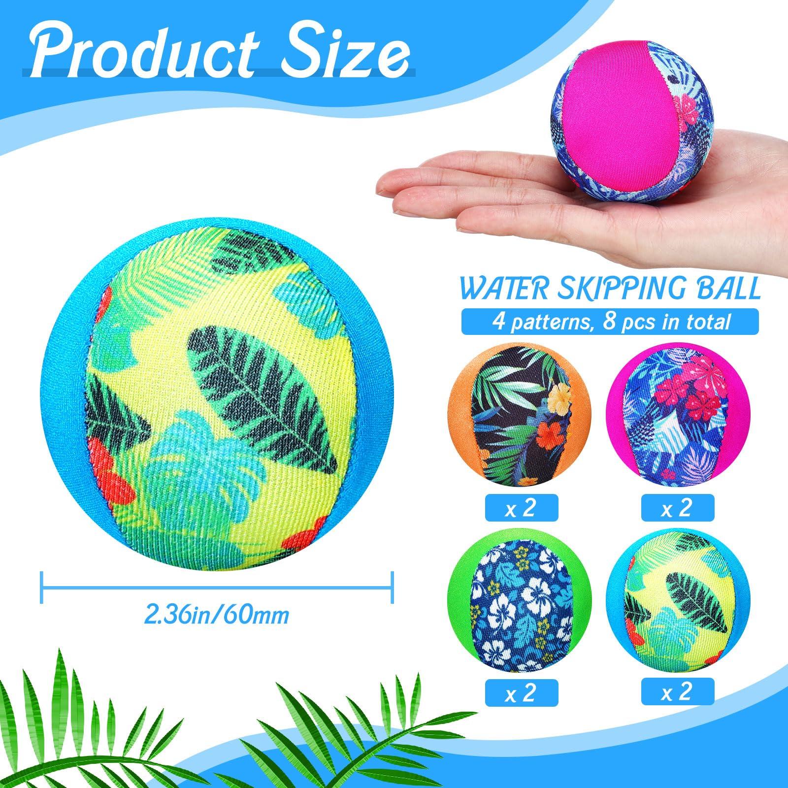 Realspring Realspring Water Skipping Ball for Kids Water Bouncing Ball Beach Pool Toy Ball for Summer Adult Swimming Pool Games Party Favors for Kids(8 Pcs, Tropical Style)