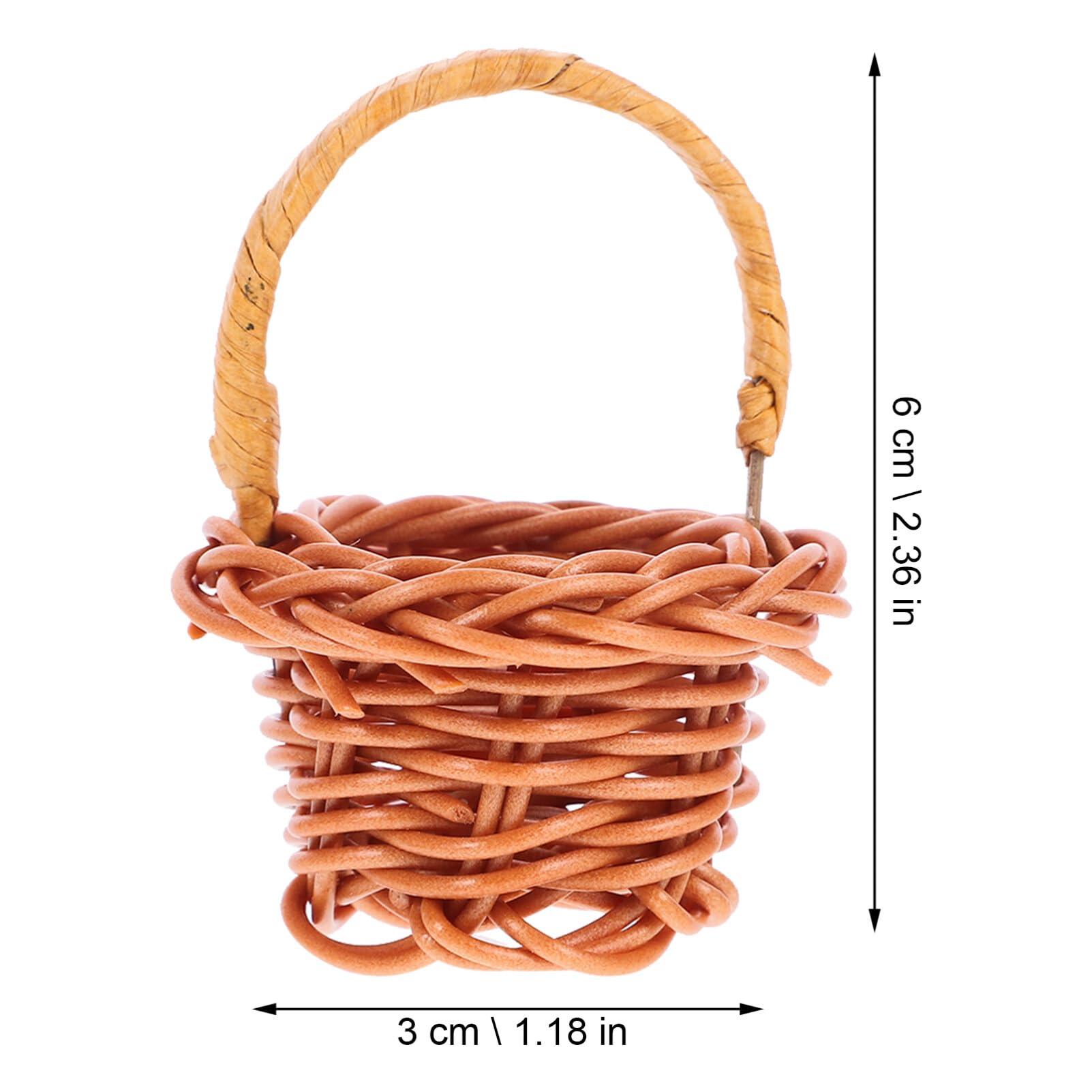 Amosfun 10Pcs Mini Woven Baskets with Handles 2.4x1.2 Inch Tiny Candy Box Basket Mini Wicker Baskets for Party Favors, Tiny Baskets School Crafts Supply