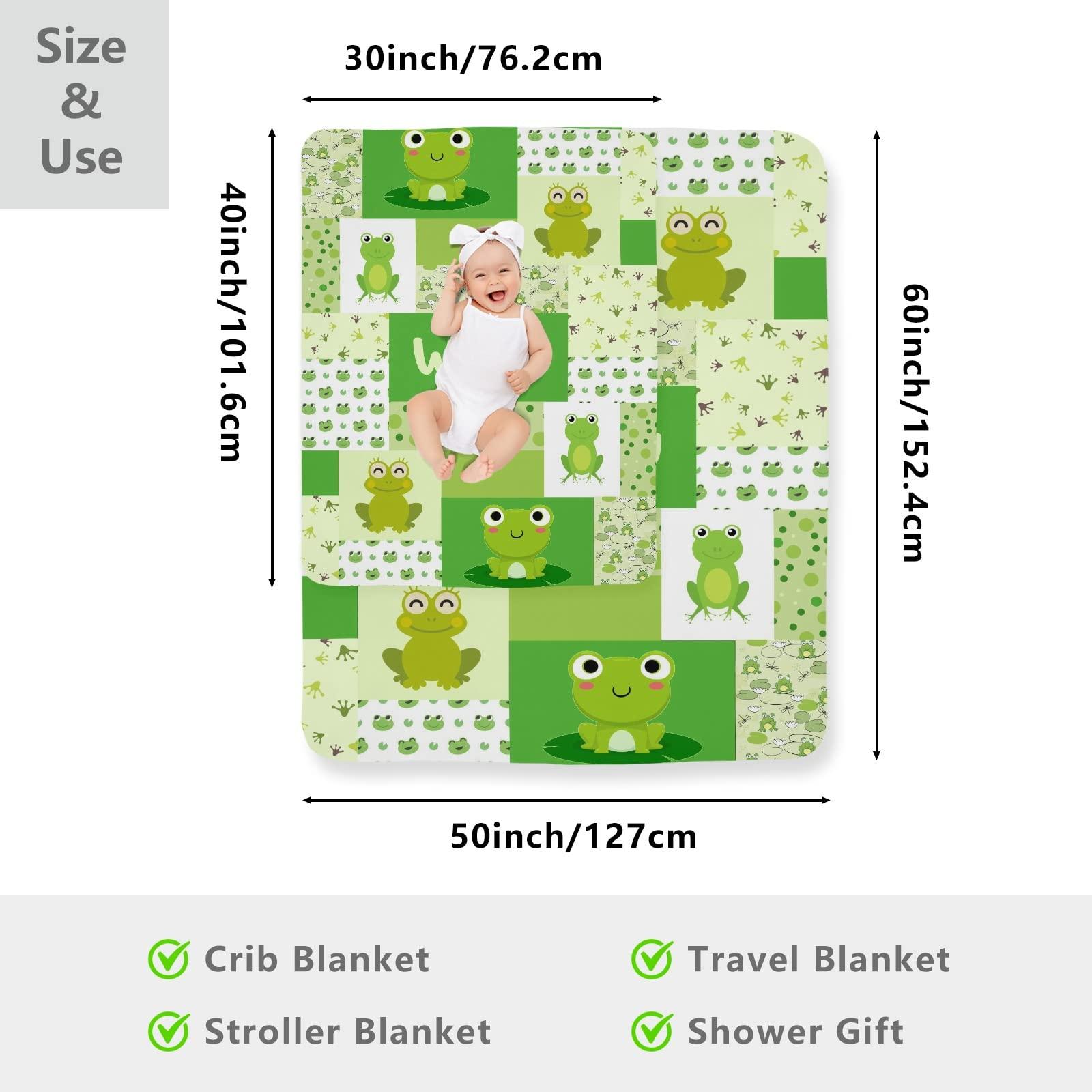 Deven Deven Personalized Sherpa Fleece Baby Blankets for Boys,Girls,Frog Patchwork Quilt,Custom New Born Receiving Blanket with Name for Baby Shower 50x60 in Gift