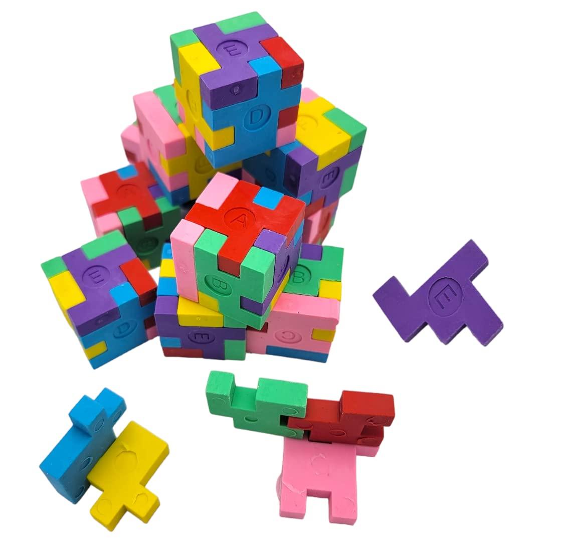 Zugar Land Colorful 1.125 Inch Puzzle Cube Erasers (12 Pack) 1.125\". Fidget Fun Rubber Erasers. Game Time Home School Work Incentive