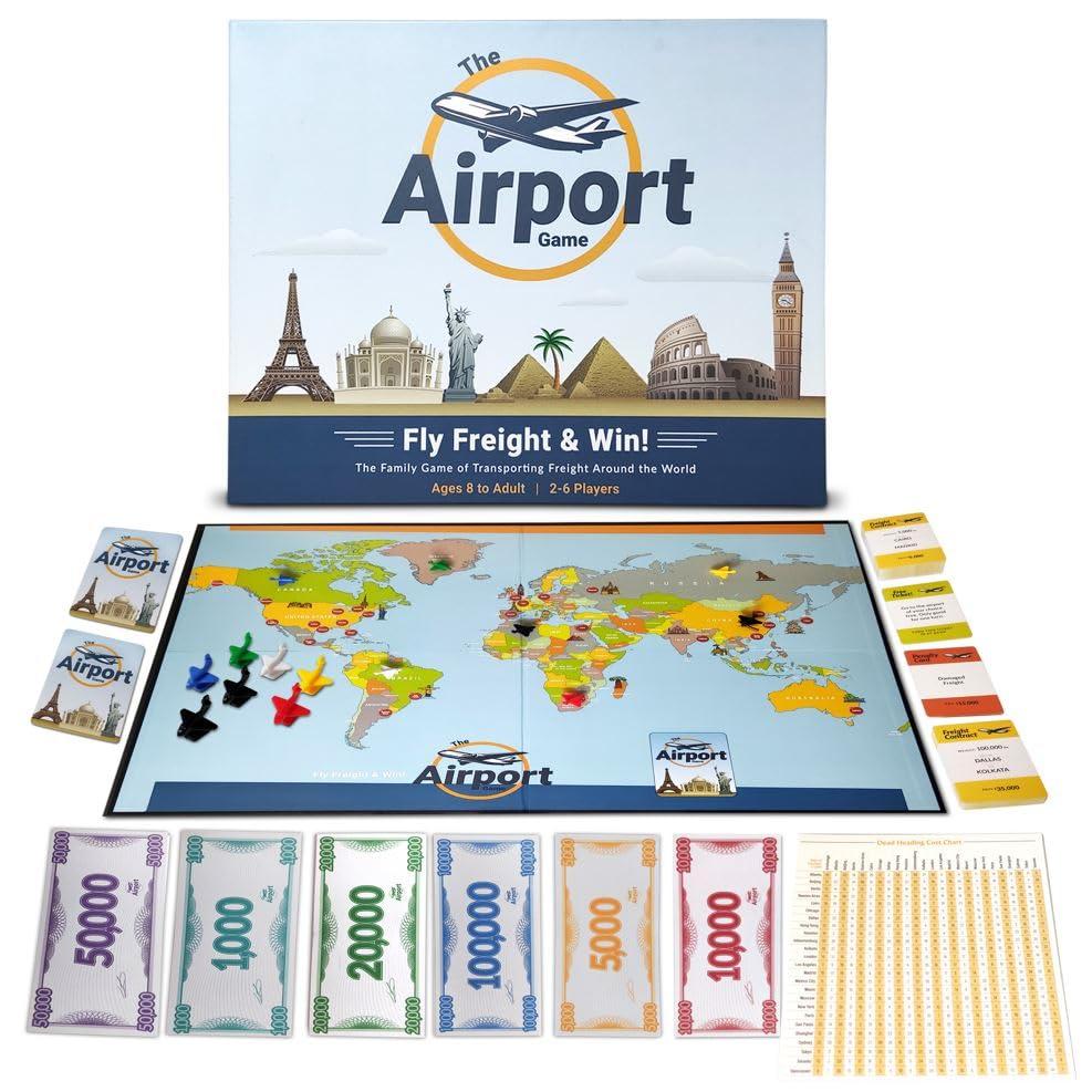 Valore Valore The Airport Game for 2-6 Players, Ages 8+ 90 min Play Time Family Games for Kids, Teens and Adults - Board Games for Family Game Night - The Family Game of Transporting Freight Around the World