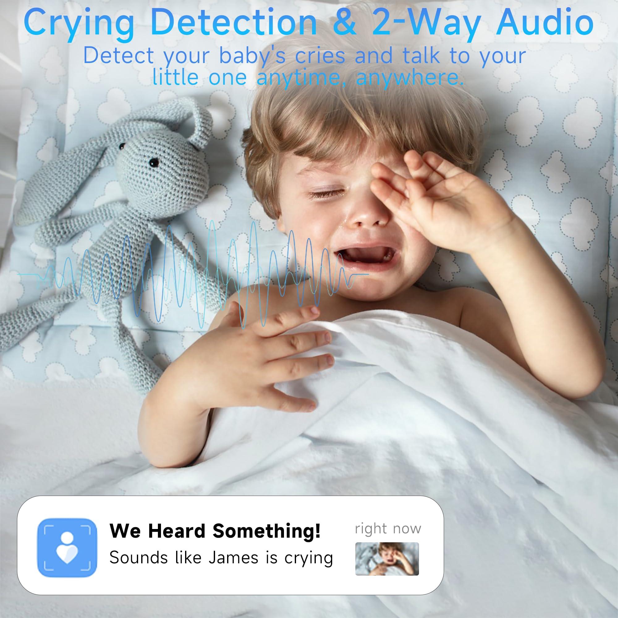 Rraycom Instababy Smart Baby Monitor with Floor Stand, 2K Crib Camera with AI Breathing Monitor, No Wearables WiFi Baby Camera, Night Vision, Baby Sleep Tracker, Cry & Motion Alerts, Diaper & Feeding Record