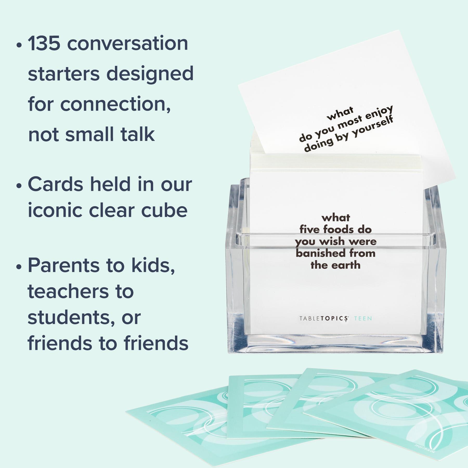 TableTopics TableTopics Teens Question Game - 135 Fun Questions for Friends Hanging Out, Teen Parties, and Family Teen Party- Fun Conversation Starter Cards