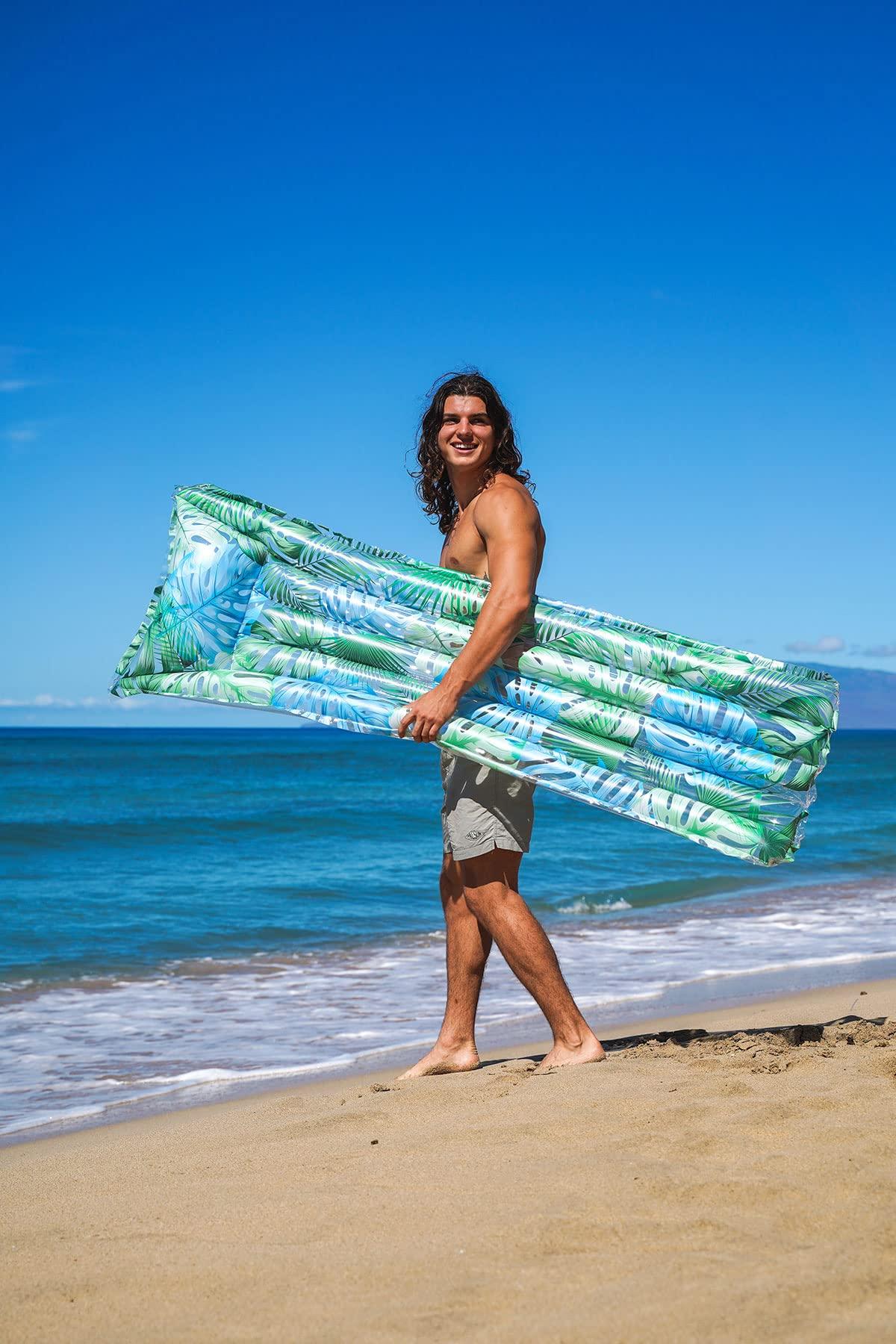 Poolcandy Poolcandy Resort Collection Inflatable Pool Floats, Swim Rings & Hammocks in Bright Palm Print Design Pattern