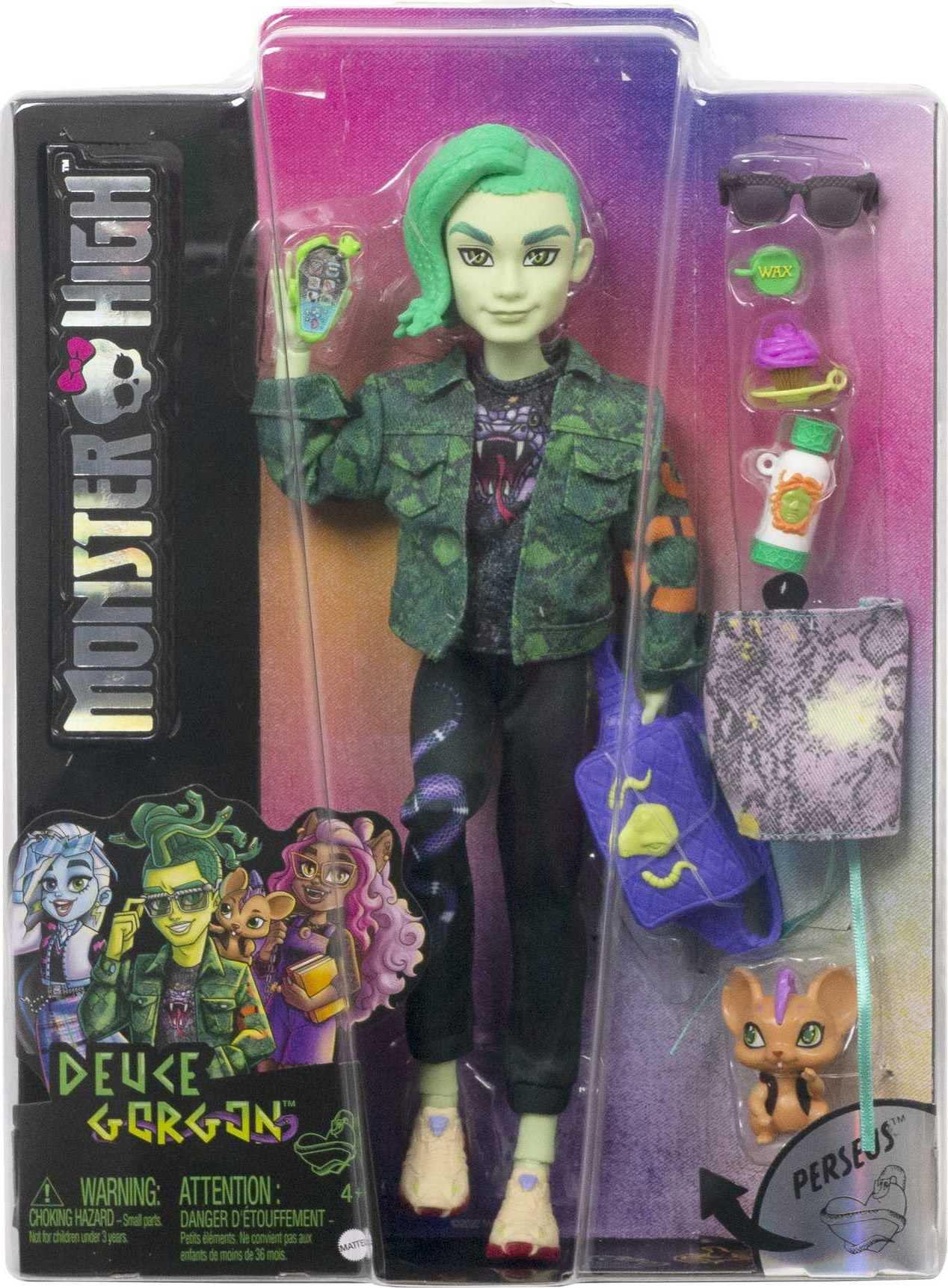 Monster High Monster High Deuce Gorgon Doll in Signature Look with Denim Snake Jacket & Accessories, Pet Mouse Perseus