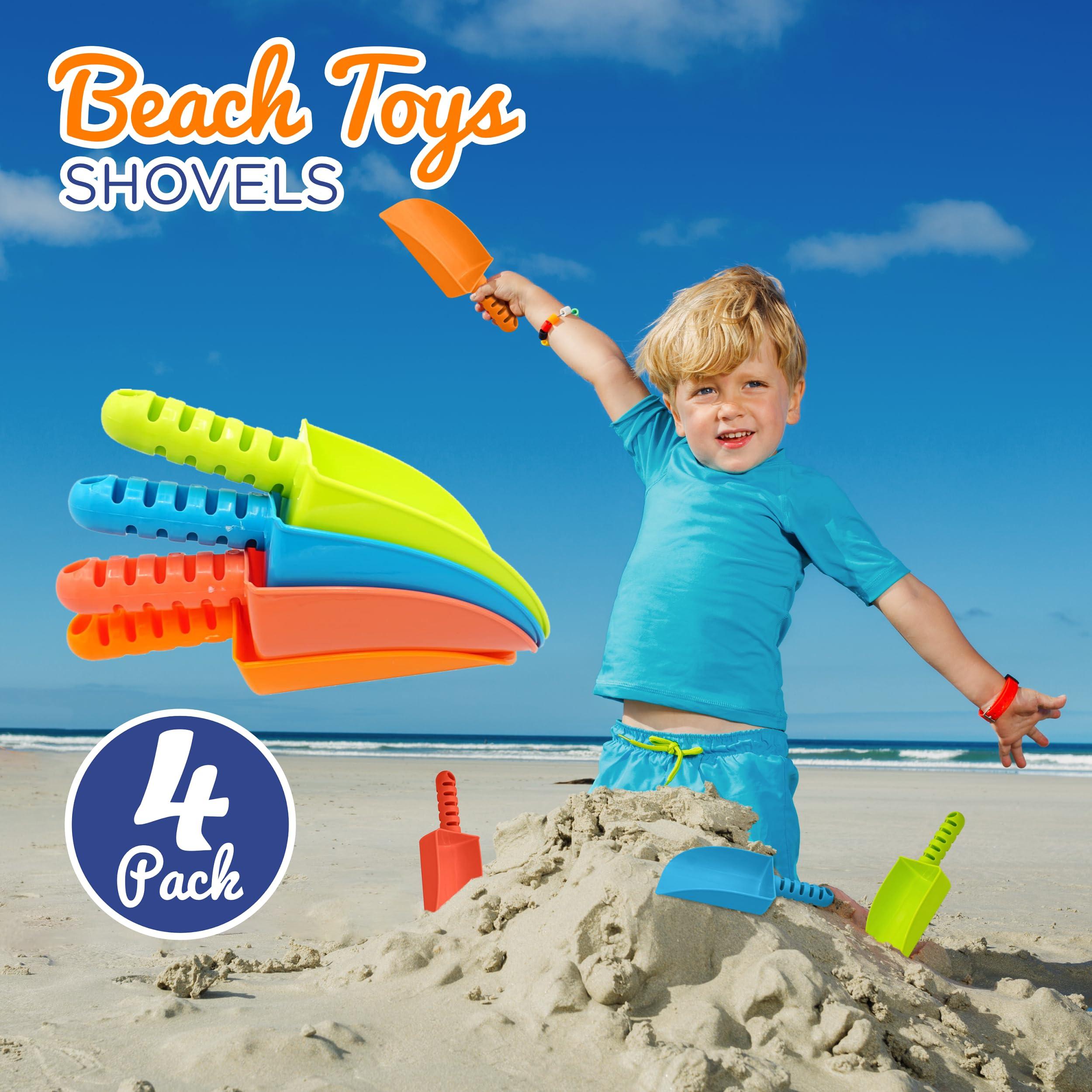 4E\'s Novelty 4E\'s Novelty 4 Pack Beach Shovels 8 Inch, Heavy Duty Plastic Sand Shovel for Kids, - Great for Planting Gardening Shovels for Toddlers, Outdoor Digging Sandbox Toys