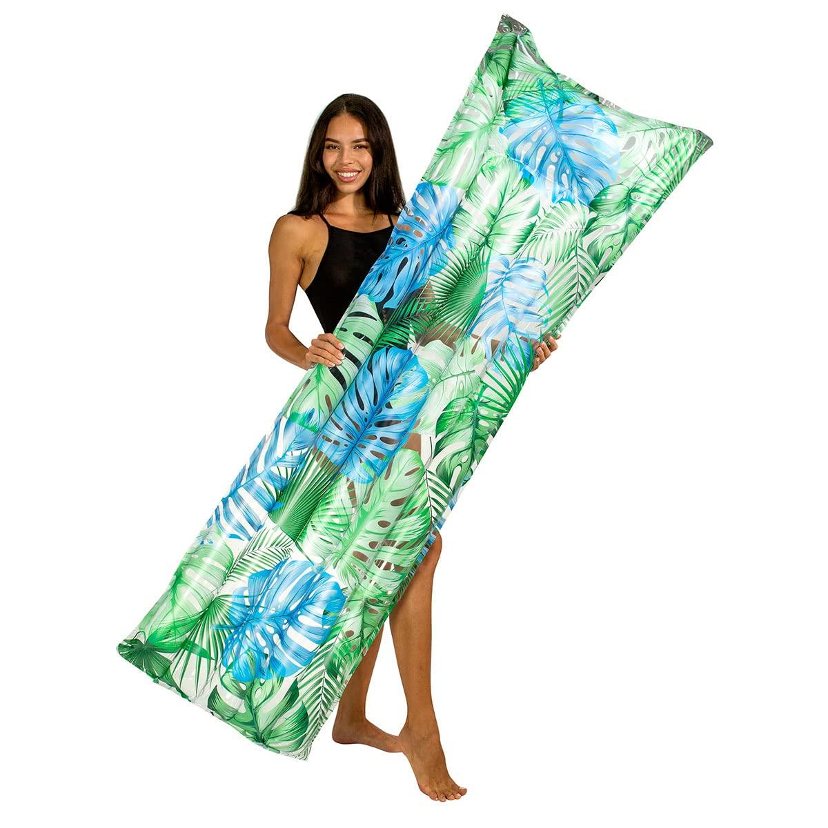 Poolcandy Poolcandy Resort Collection Inflatable Pool Floats, Swim Rings & Hammocks in Bright Palm Print Design Pattern