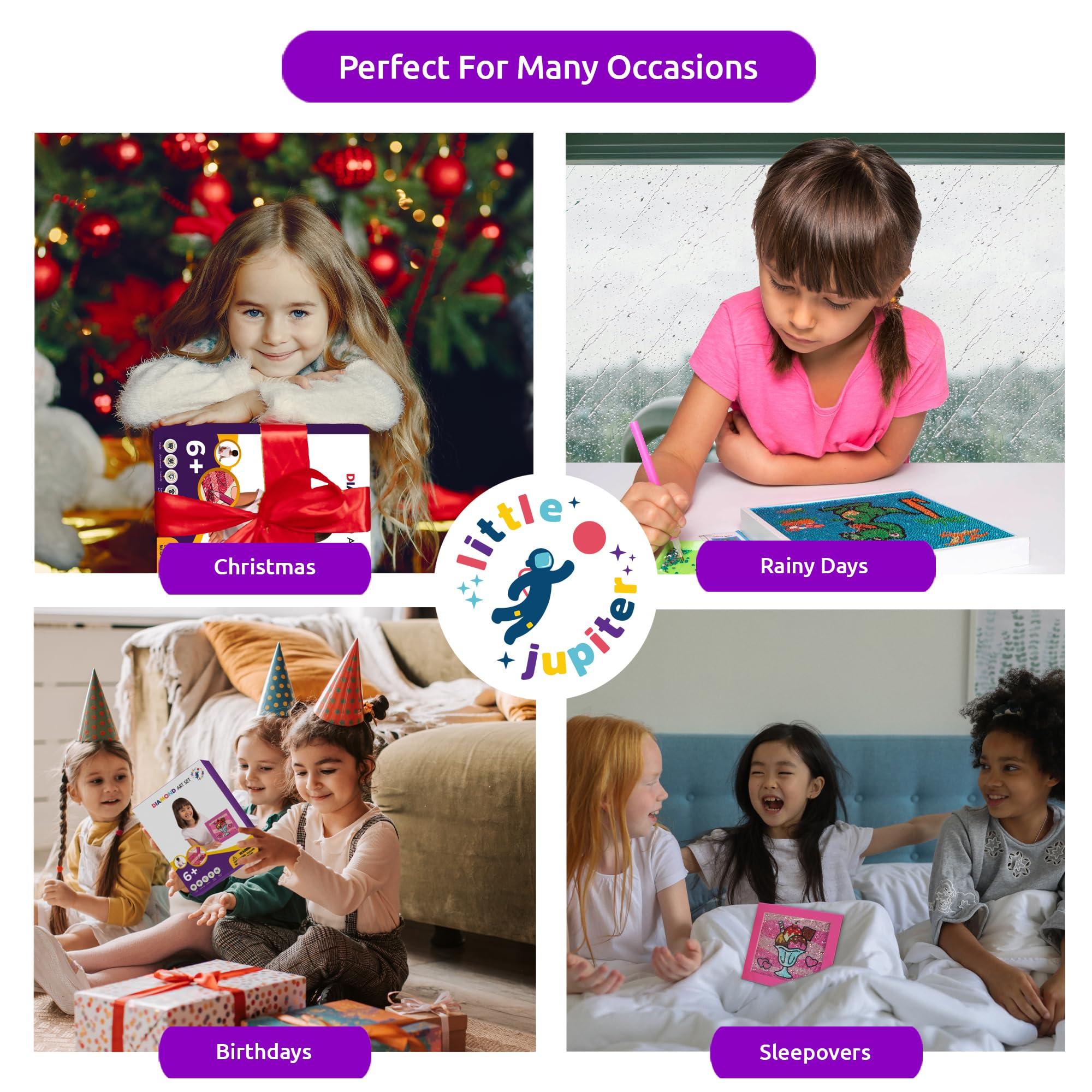 Little Jupiter Little Jupiter Diamond Art Kits for Kids w/ 7 1/8\" x 7 1/8\" Frame - Kids Diamond Art - Kids Diamond Painting Kits - Kids Diamond Art Kits - Diamond Art Kit for Kids - Gem Art Kit (Flamingo Blue Frame)