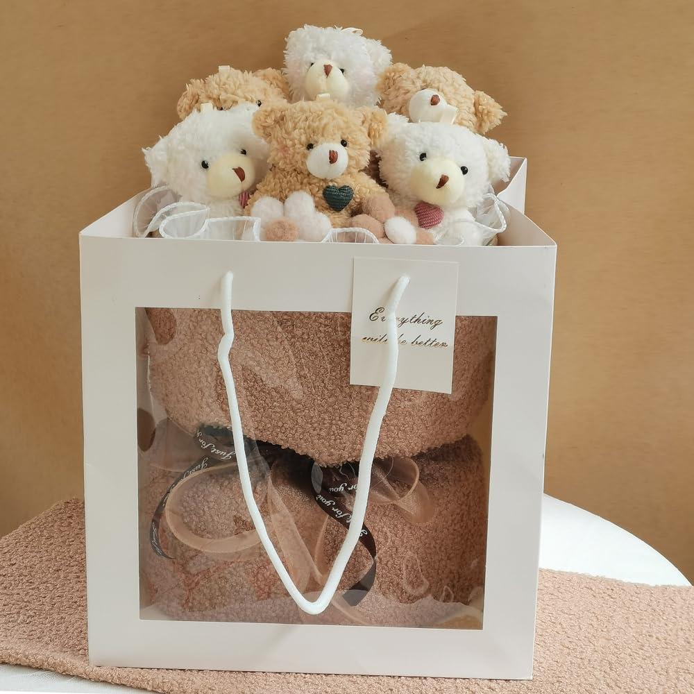 BBLION Cute Bear Bouquet - Handmade Plush Bear Bouquet with Cute Soap Flower for Any Occasions, Birthday, Bridal Shower, Graduation etc. (6 Little Bears)