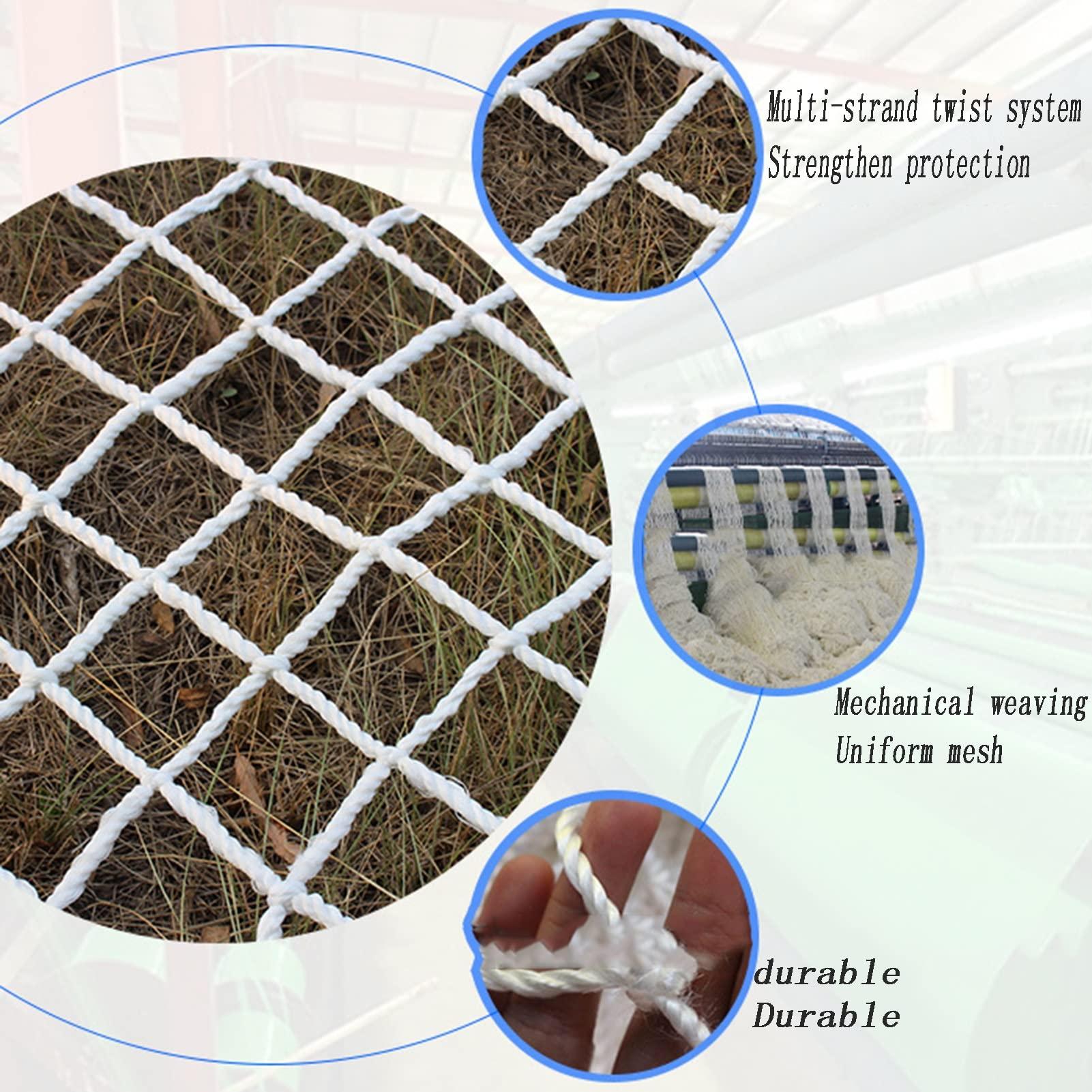 KFGDFD KFGDFD Nylon Rope Safety Net Construction Protection Fall Prevention Net High-Strength Polyester White Horizontal Pocket Net Flame Retardant Nylon White Net Color : 5cm mesh, Size : 2x5m(7x16ft)