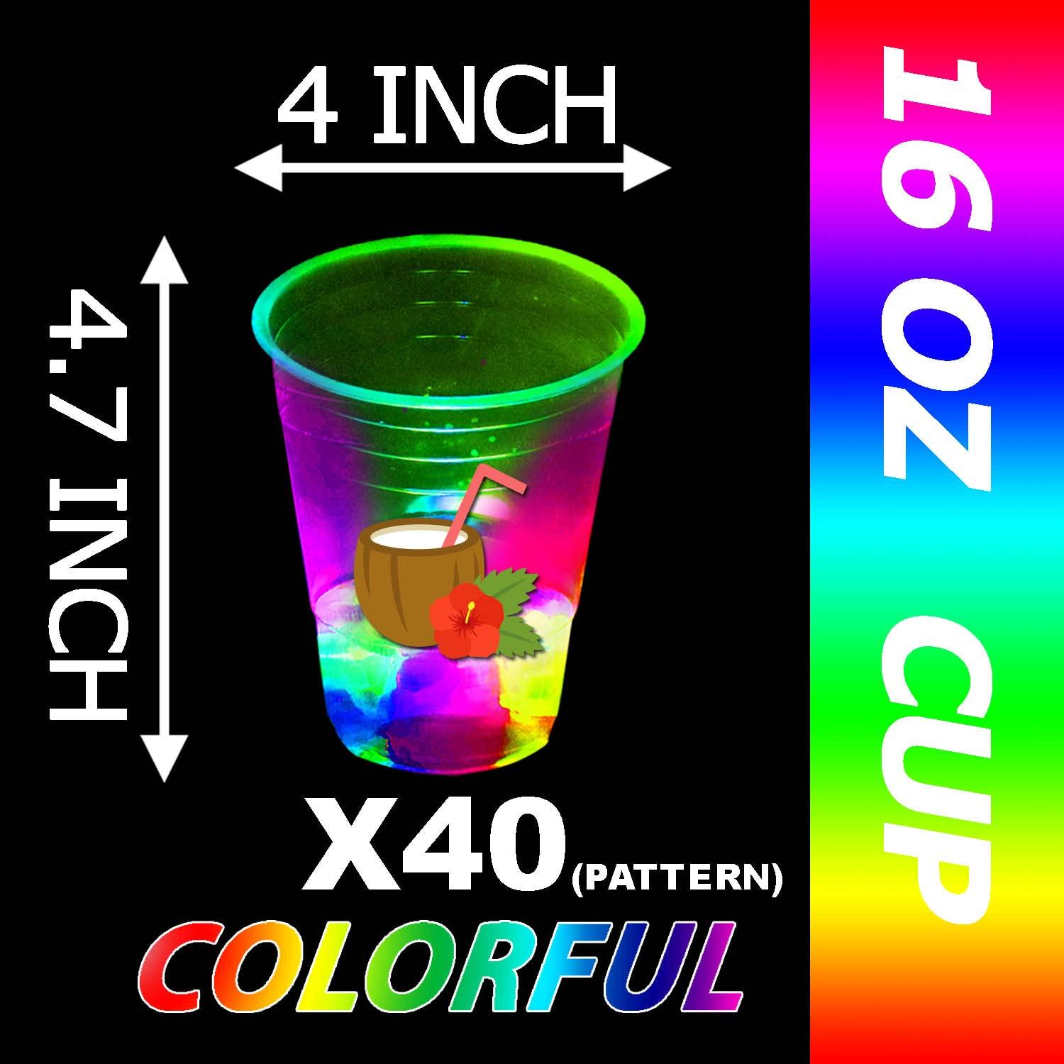 mishunyus 40 Pcs Luau Party Decorations,Glow Luau Cups,Tropical Cups,Glow Luau Party Birthday Decorations,Hawaiian Party Supplies,Hawaiin Party Decor For Luau,Aloha Party Favor,Luau Flamingo Decor