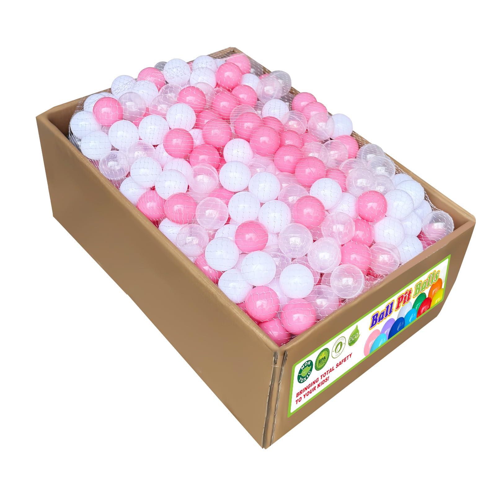 YUFUL YUFUL 500 Count Ball Pit Balls for Kids, 2.2-Inch Crush Proof BPA Free Plastic, Non-Toxic, Multi-Colored, Includes Reusable Net Bag