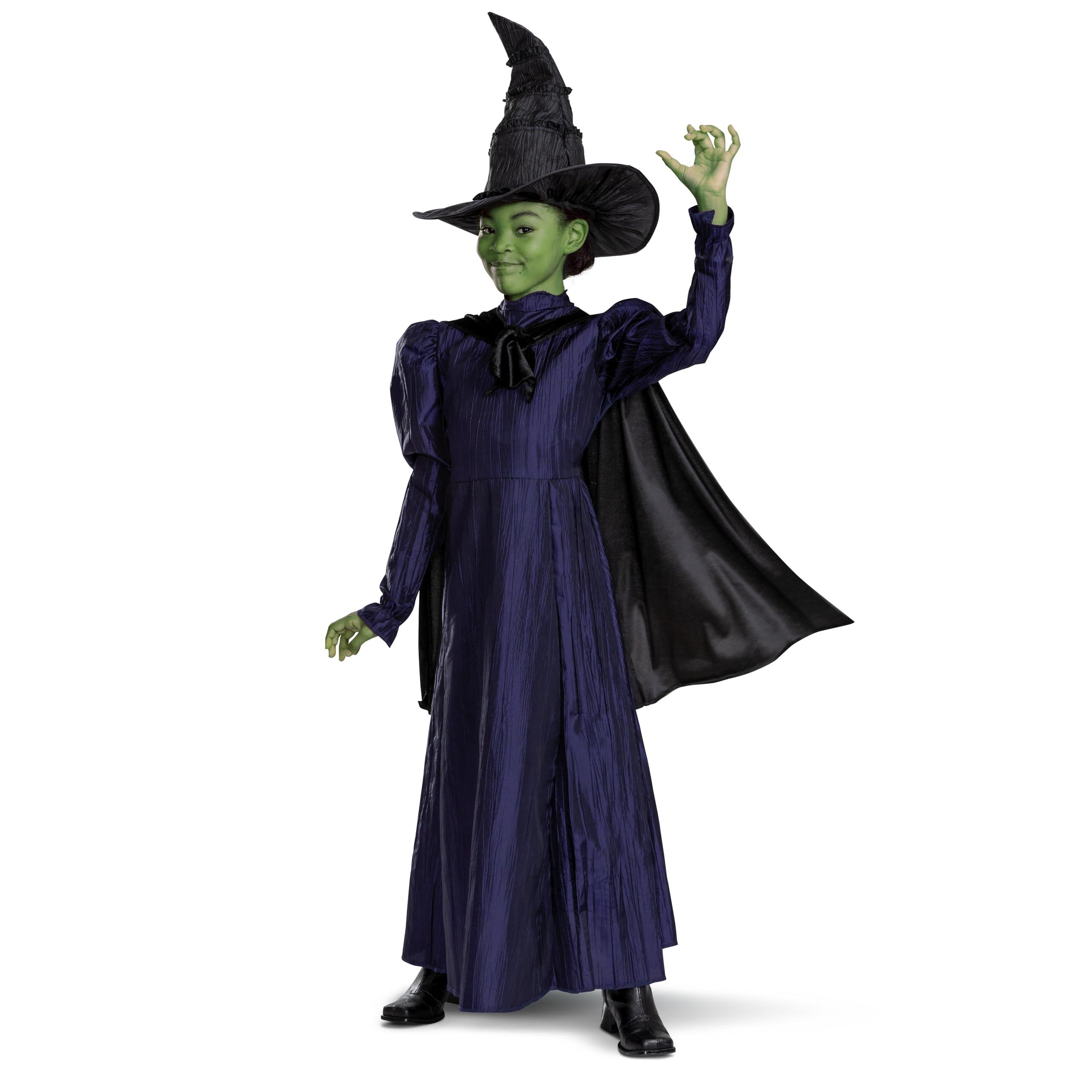 Disguise Wicked Elphaba Costume for Girls, Deluxe Official Wicked Elphaba Costume Cape and Hat, Kids Size (7-8)
