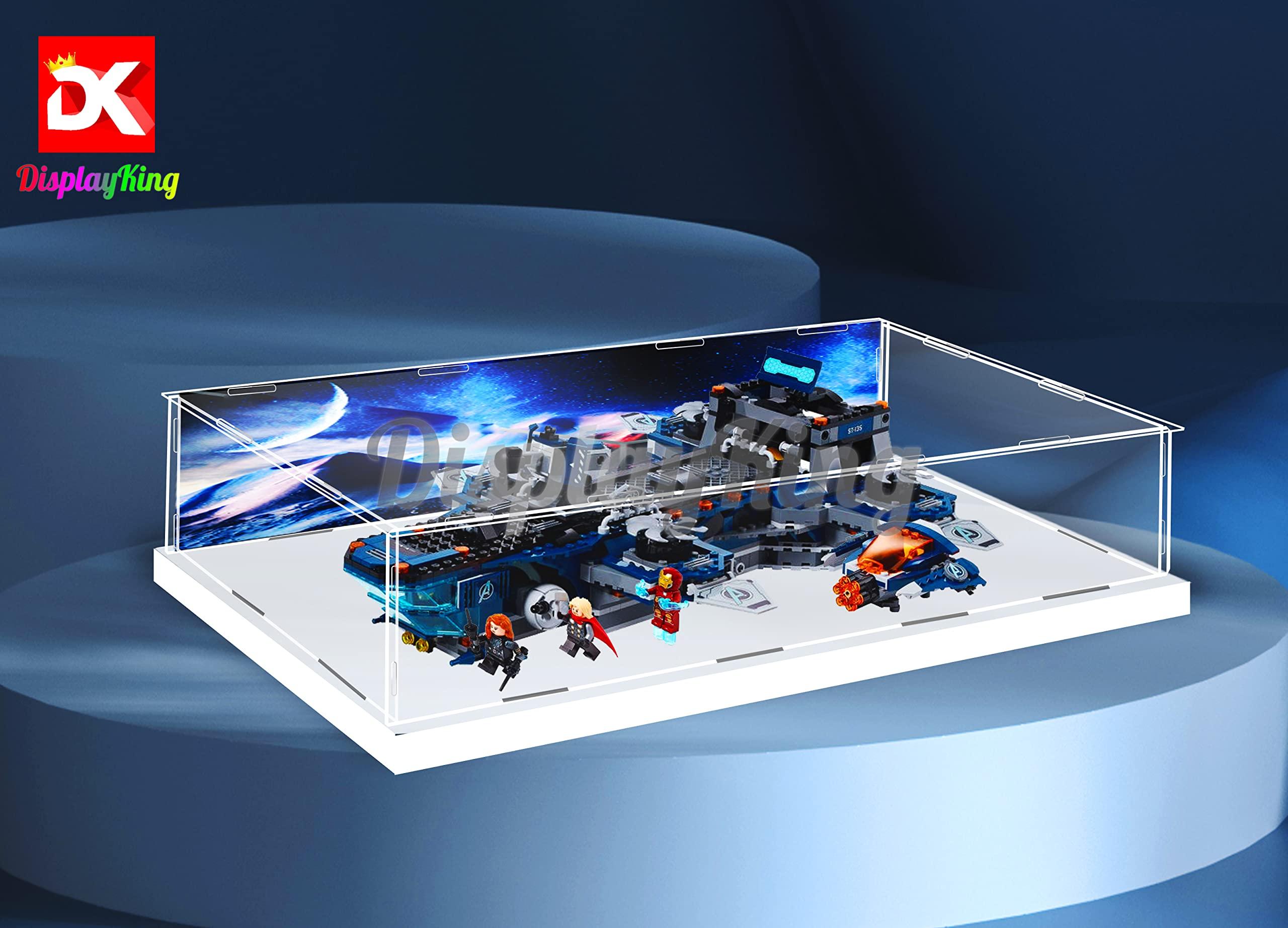 DK DISPLAYKING Acrylic Display case Compatible with Avengers Helicarrier 76153 (Model Set is not Included) (with Theme Background)