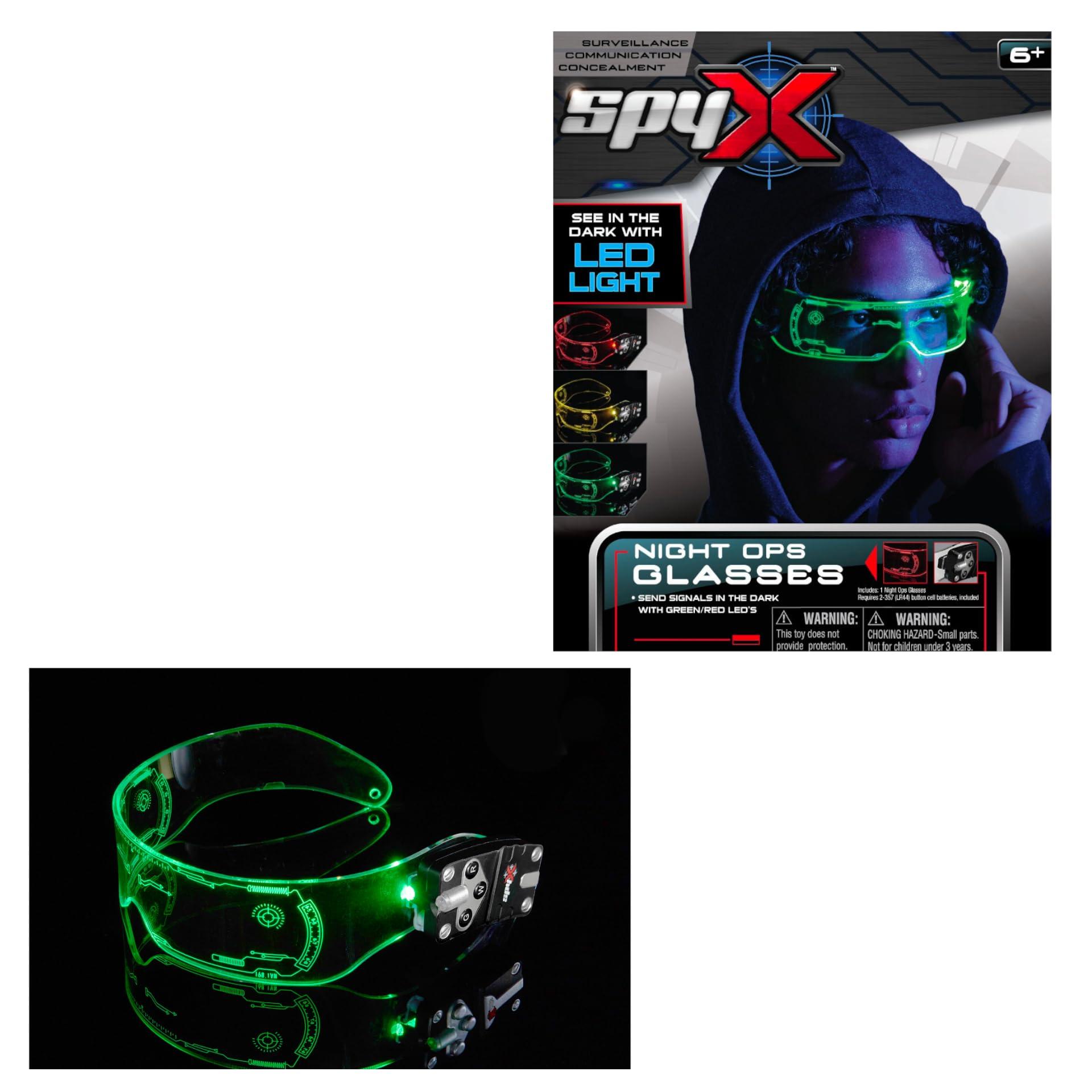 SpyX SpyX Night Ops Glasses - Hi-Tech Spy Toy Gadget for Spy Kids Night Mission. Dual LED Lights: White Spotlight & 3-Color Silent Signal Lights. Mission Graphics Etched Into Surface