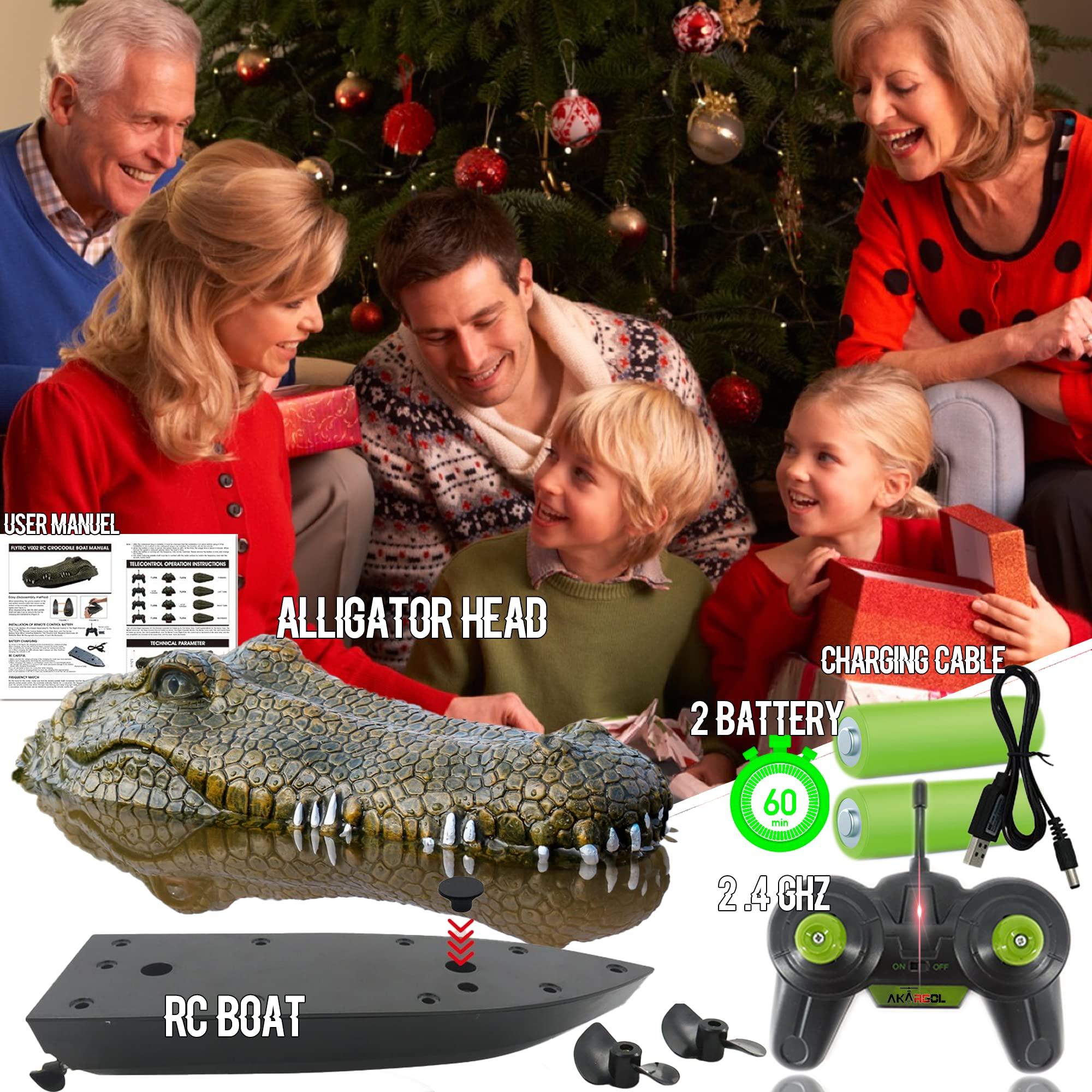 Akargol 2Pcs Remote Control Boat Alligator Head - RC Boats Fake Crocodile Head 2.4 GHz Remote Controlled for Kids and Adults