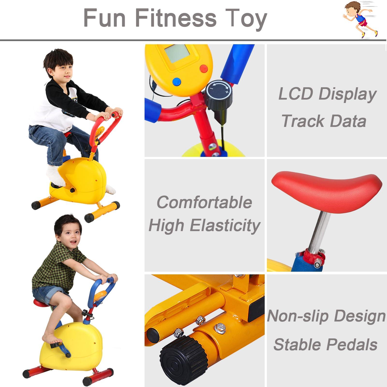 QBDGXFC Children's Fitness Exercise Equipment, Kids Fitness Workout Exercise Toys, Exercise Kids Stationary Bike, Fitness Exercise Equipment for Boys and Girls 3-12 Year Old