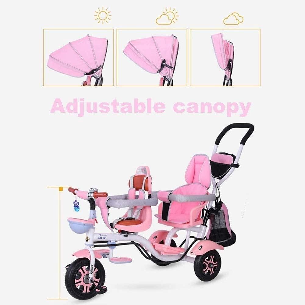 FHISD JHDPH3 Trike Children Tricycle Double Childrens Tricycle 4 In 1 Trike Twin Stroller Comfort TwoSeat 3 Wheel Bicycle For Kid