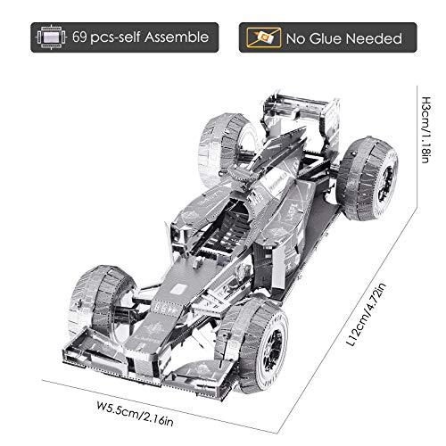Piececool Piececool 3D Metal Puzzles, Silver Formula Car Model Kits, DIY 3D Metal Model Cars Kits to Build for Adults, Brain Teaser 3D Puzzles Toys for Teens, Great Birthday New Year Gifts, 69 Pcs