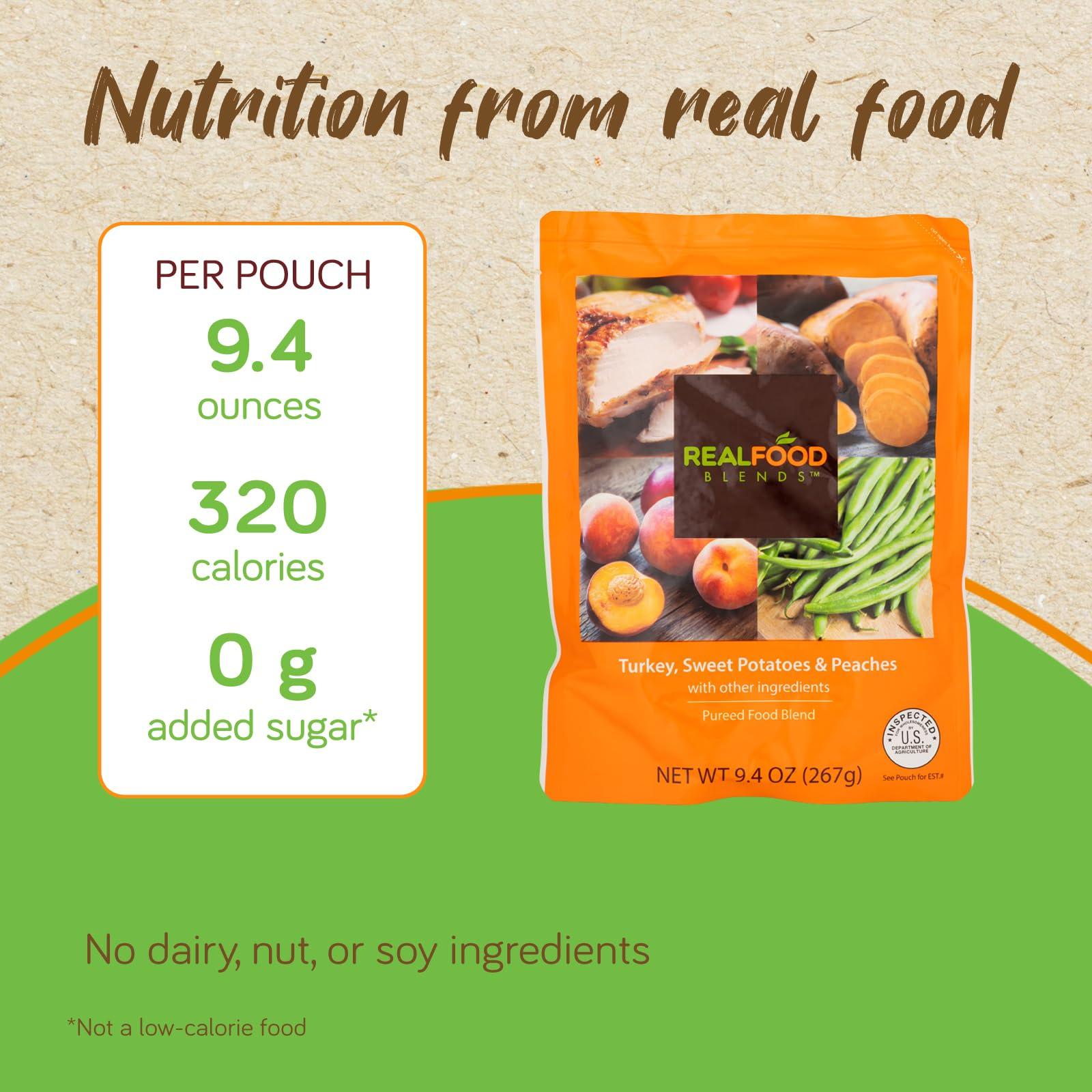 REAL FOOD BLENDS Real Food Blends Variety Pack - Pureed Food Meals for Tube Feeding with Protein, Vegetables & Fruits - 320340 Calories Per Pouch for Lunch & Dinner - 9.4 oz (Pack of 12)