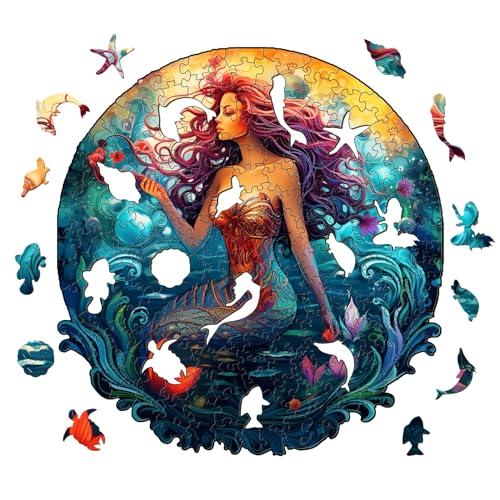NABYSHOP Wooden Puzzles for Adults, Aqua Woman Wooden Jigsaw Puzzle with Unique Shapes and Wood Puzzle Box, Birthday Gift for Adults and Kids, Family Puzzle Games(L-13.3 * 12.6in 280pcs)