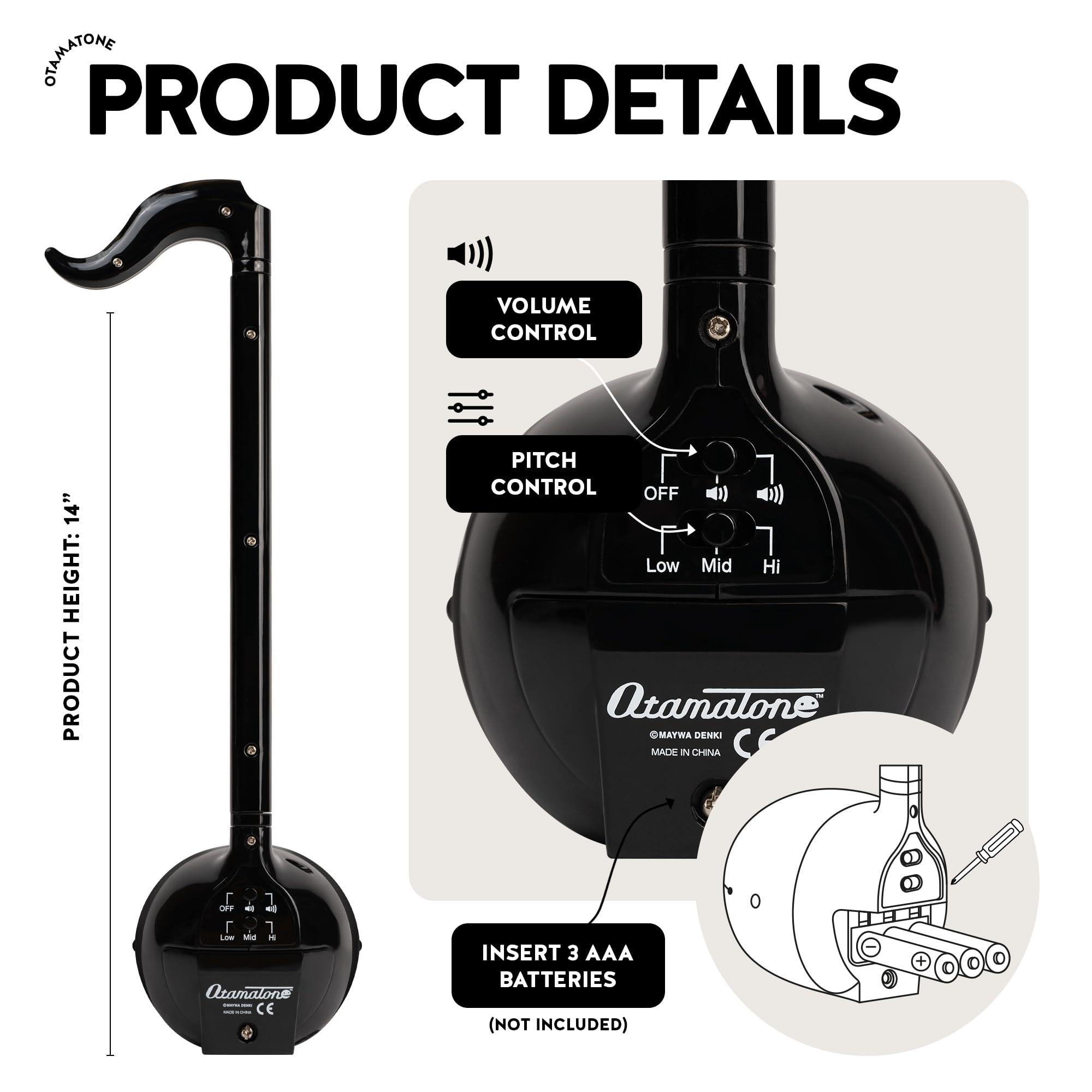 Otamatone Otamatone Japanese Electronic Musical Instrument Portable Music Synthesizer from Japan by Maywa Denki Studio Award Winning, Educational Fun Gift for Children, Teens & Adults - Black (Set of 3) [Eng]