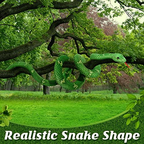 MGZTTHW MGZTTHW Snake Plush, 71 in Stuffed Snake Animal, Large Toy Snakes for Kids, Giant Stuffed Animals Snake, Lifelike Plush Snake for Birthday Present Party Prank Prop (Green)
