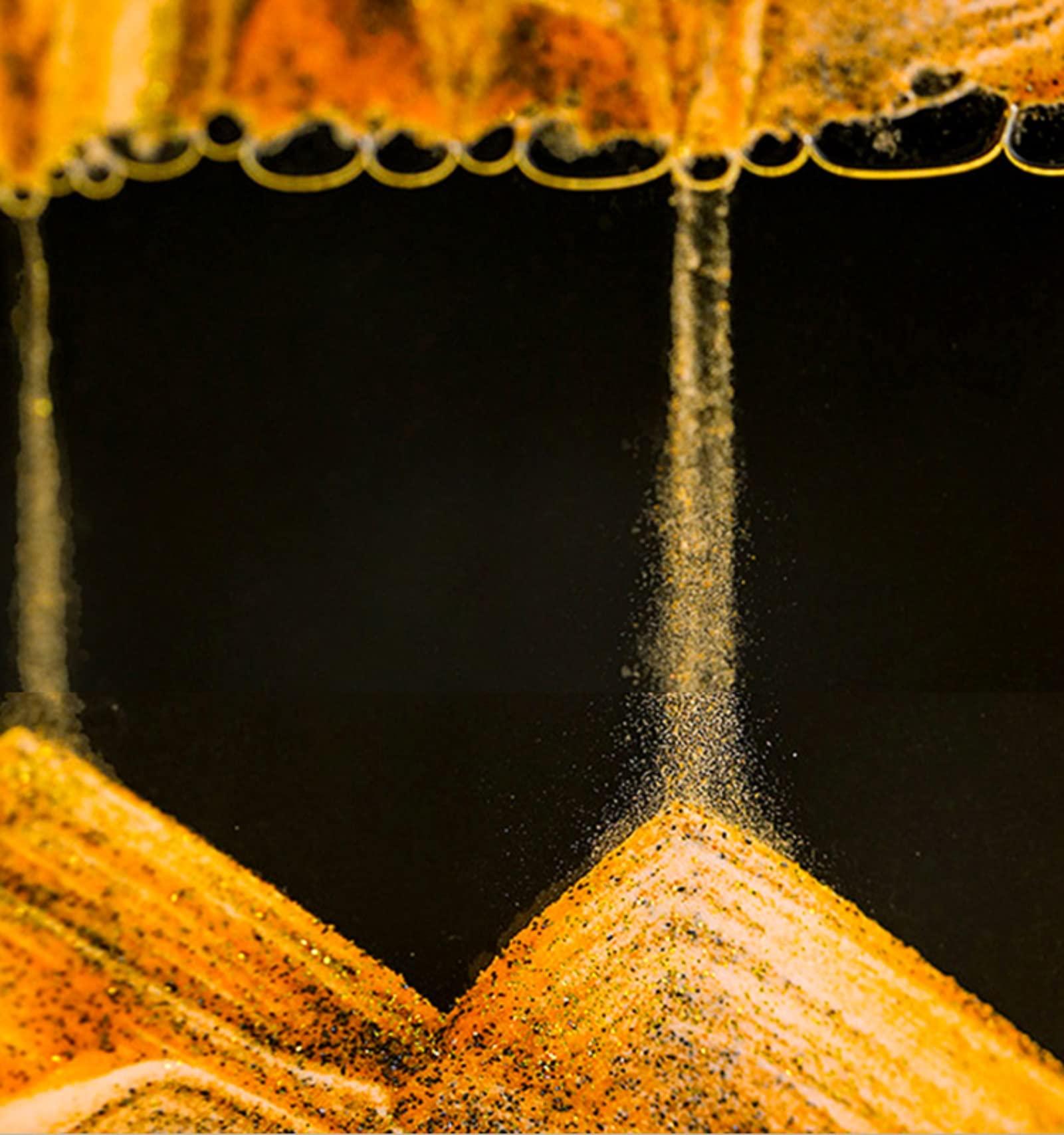 BESNUT 12 Inch Moving Sand Art Picture Flowing Sand Painting 3D Deep Sea Sandscape Liquid Motion Display 360 Rotation Round Glass Frame Relaxing Desktop Home Office Decor for Adult Kid Desk Art ( Color : Go