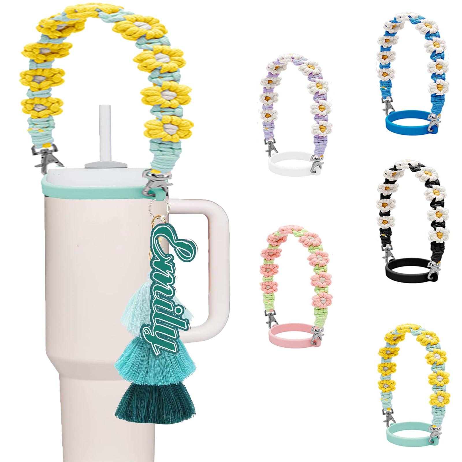 BROKANER Custom Name Letter Cup Holder with Strap - Personalized Cup Carrier Silicone Water Bottle with Strap for 16-40oz Bottles