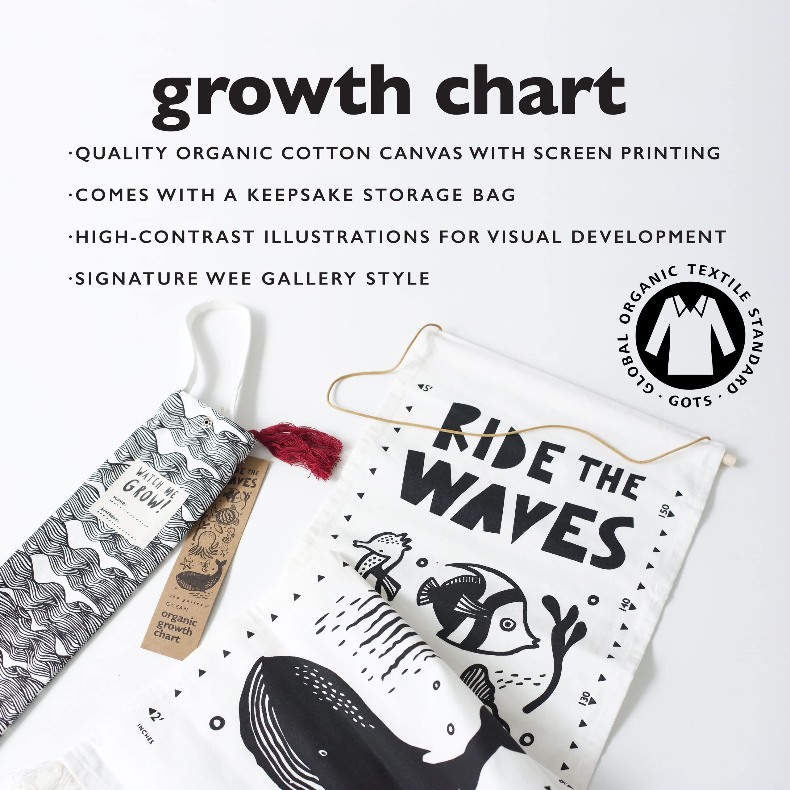 Wee Gallery Wee Gallery Ocean Canvas Growth Chart - Wall Hanging Height Chart for Kids Made with Sustainable Organic Fabric - Stylish Child's Room Decoration - (44x13 Inches)