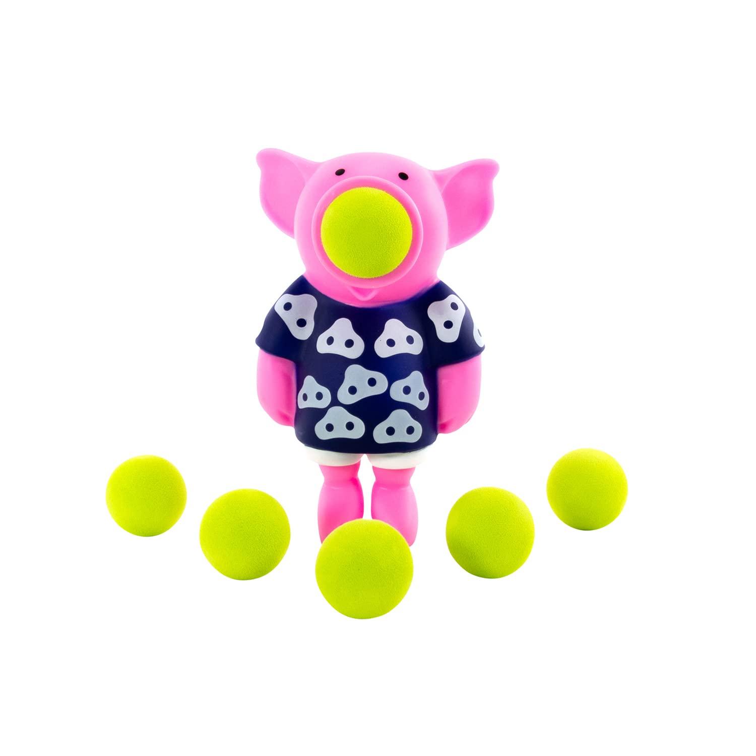 Hog Wild Hog Wild Pig Ball Popper Toy - Includes 4 Soft Foam Balls - Squeeze to Pop Air Powered Balls Up to 20 Feet - Launcher Safe for Indoor/Outdoor Play - Party Favor Gift for Kids, Girls, Boys Ages 5+