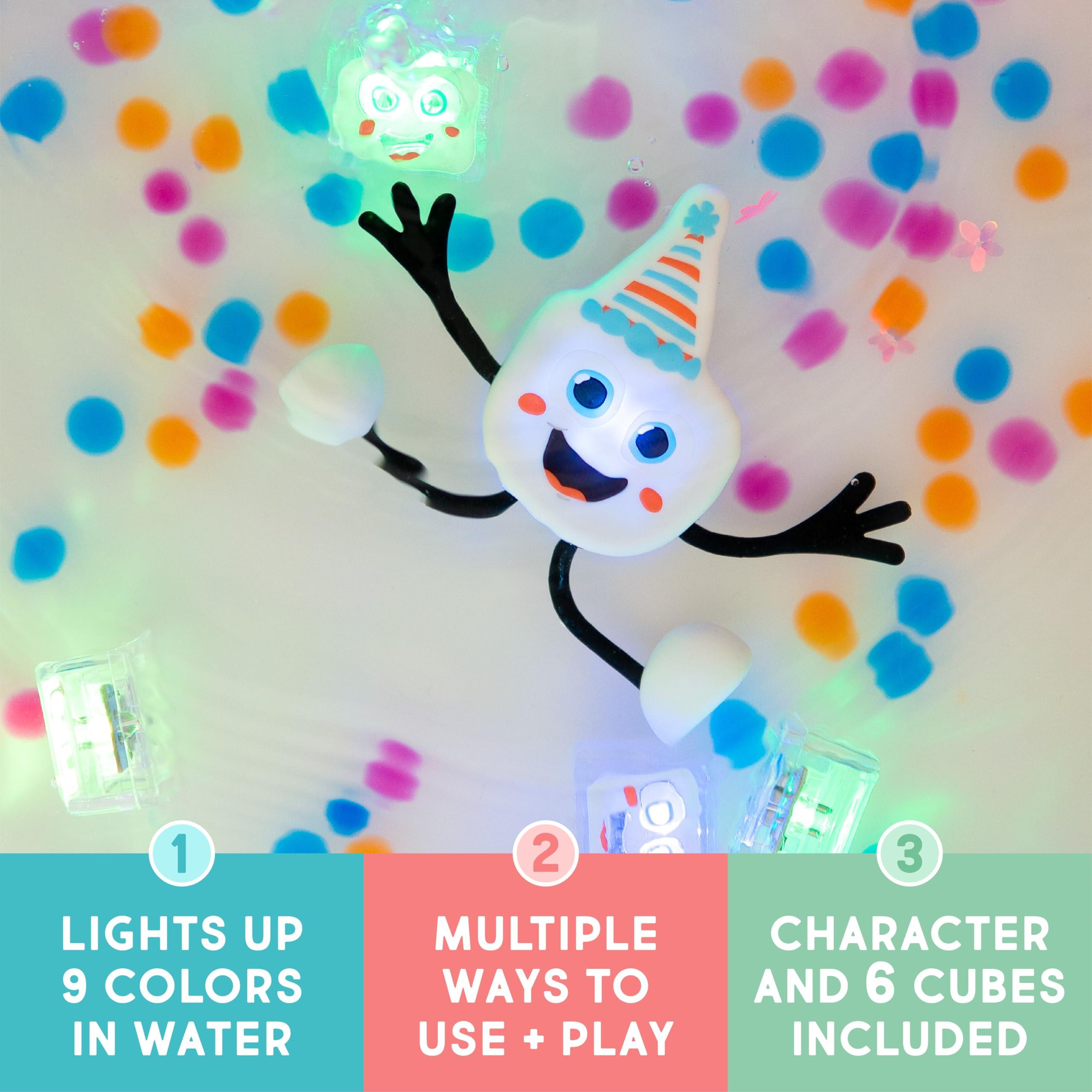 Glo Pals Glo Pals Party Pal Water-Activated Bath Toy with 6 Reusable Light-Up Cubes for Sensory Play