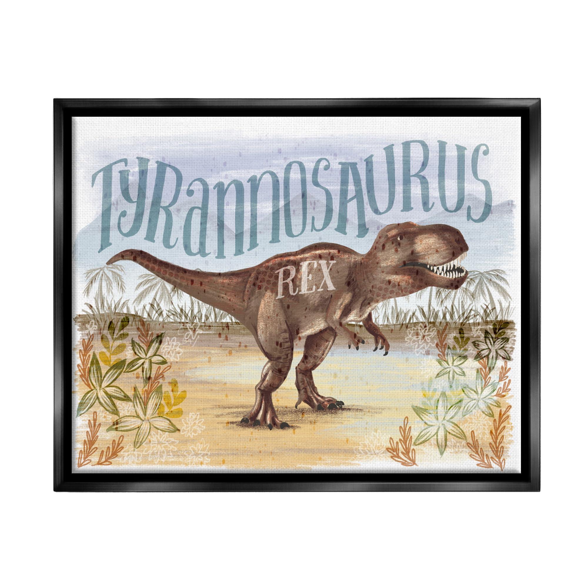 Stupell Industries Stupell Industries T-Rex in Nature Framed Floater Canvas Wall Art by Raquel Maciel