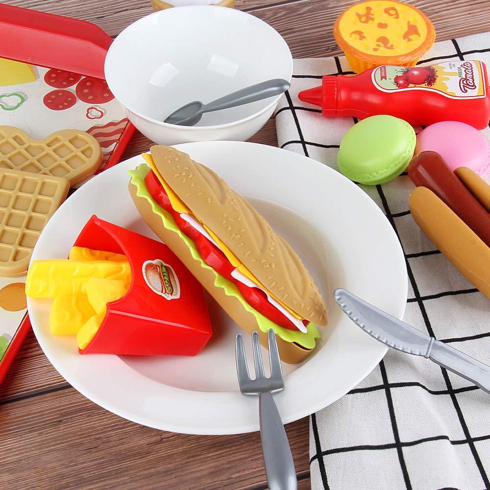 LiDi RC Fast Food Set 59 PCS Kitchen Toy Set for Pretend Play, Kitchen Accessories ,Removable Food Toy, Kids Toddlers Play Food Toys, Party Favor Christmas Stocking Stuffers