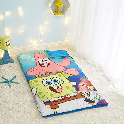 Idea Nuova Nickelodeon Spongebob Squarepants Sling Bag and Cozy Lightweight Sleeping Bag, 46” L x 26” W, Ages 3+