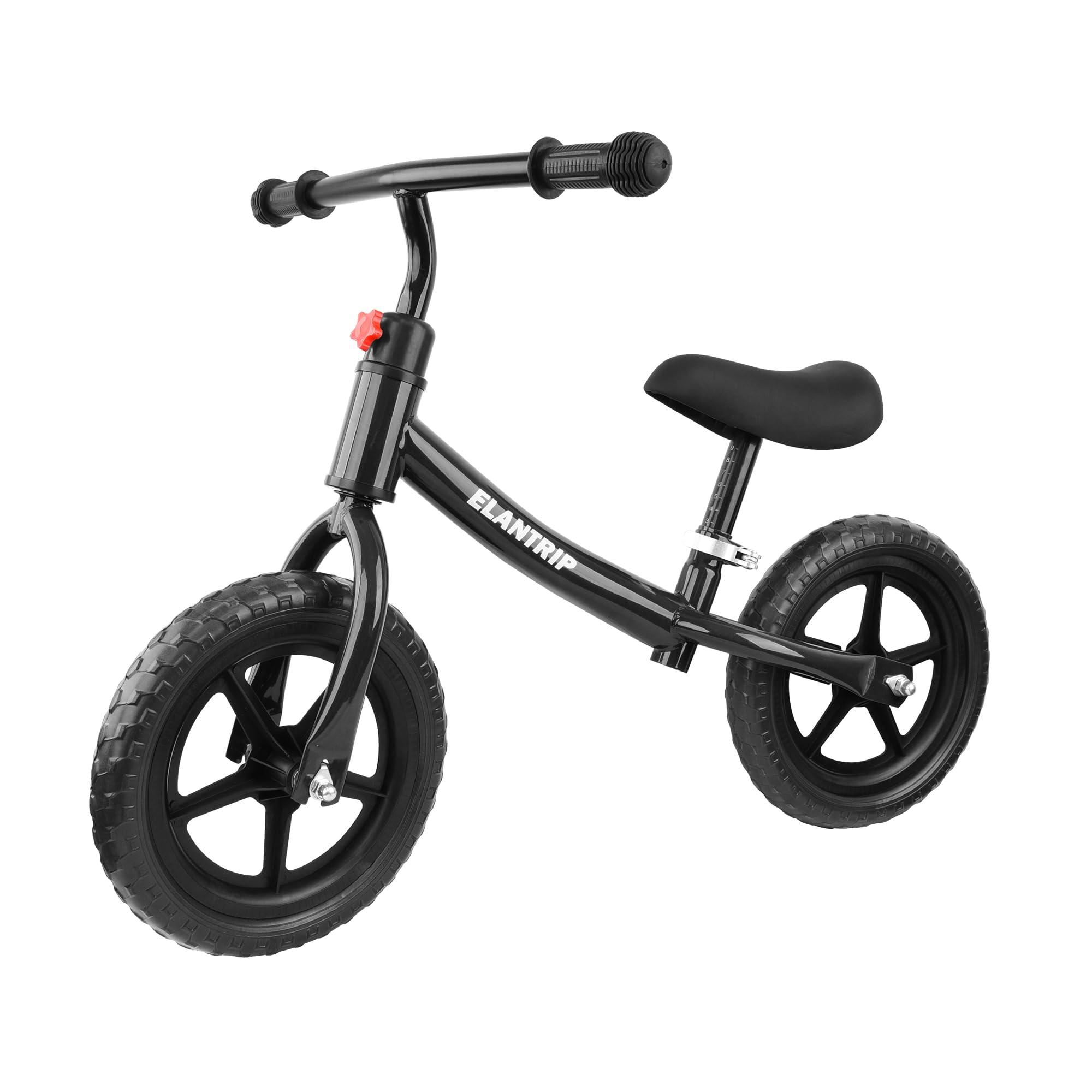 Elantrip Elantrip Balance Bike, Lightweight Black Toddler Bike for 1-3 Year Old Boys, Birthday Gift Toys for 1-3 Year Old Boys and Girls, No Pedal Bikes for Kids with Adjustable Handlebar and seat