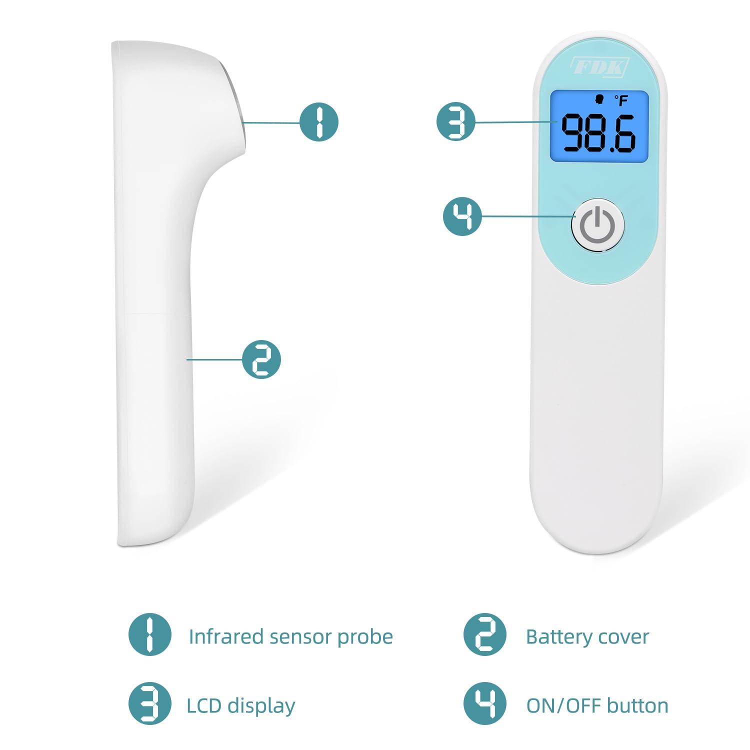 FDK Digital Forehead Thermometer - Contactless Infrared for Babies, Kids, and Adults