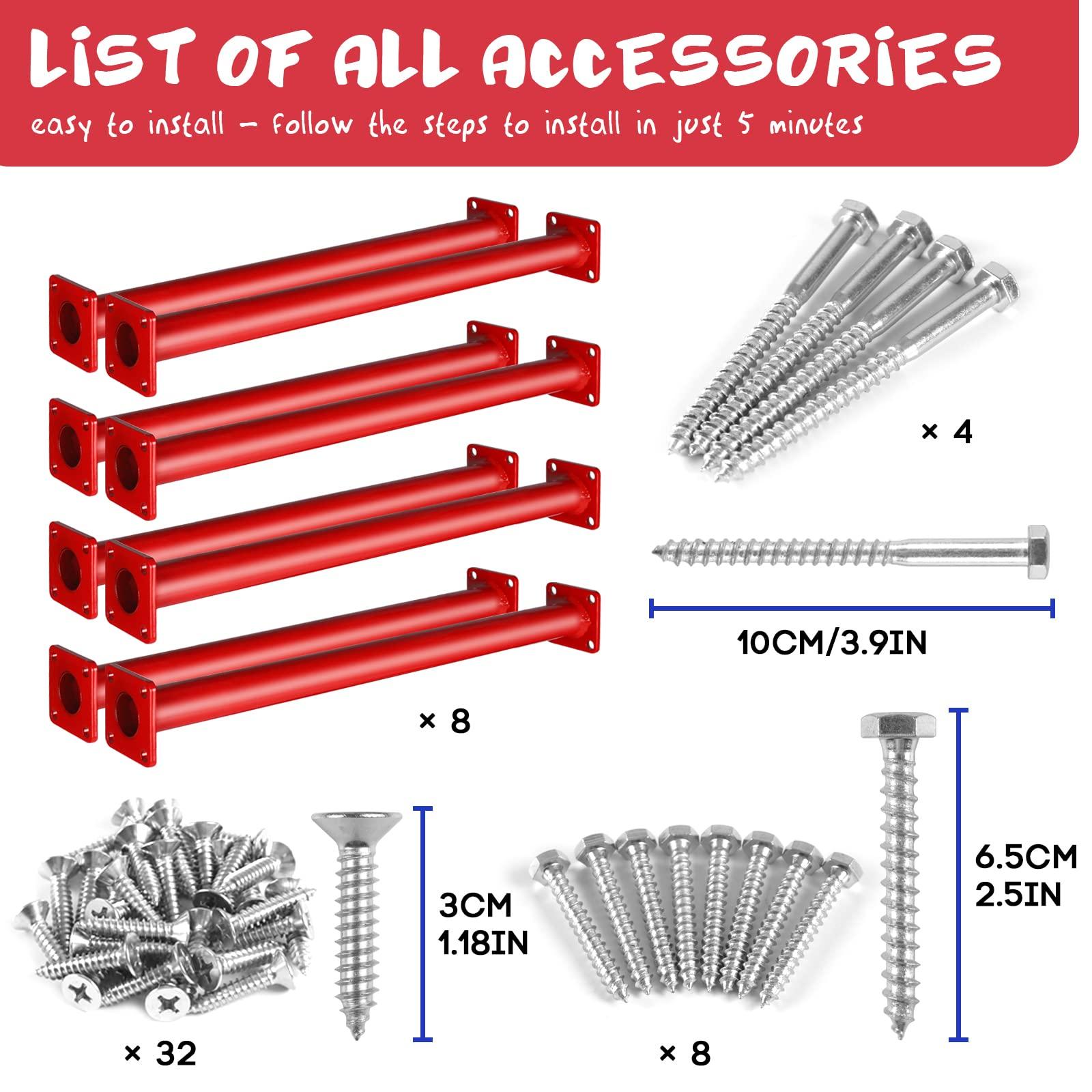 TAYUQEE TAYUQEE Steel Monkey Bars for Kids - 18 Inches Heavy Duty Metal Monkey Bars Ladder Rungs Kit, 8 PCS Playset Monkey Bar Rods with Mounting Plates for Indoor Outdoor Backyard Playground, Hold 250 Lbs