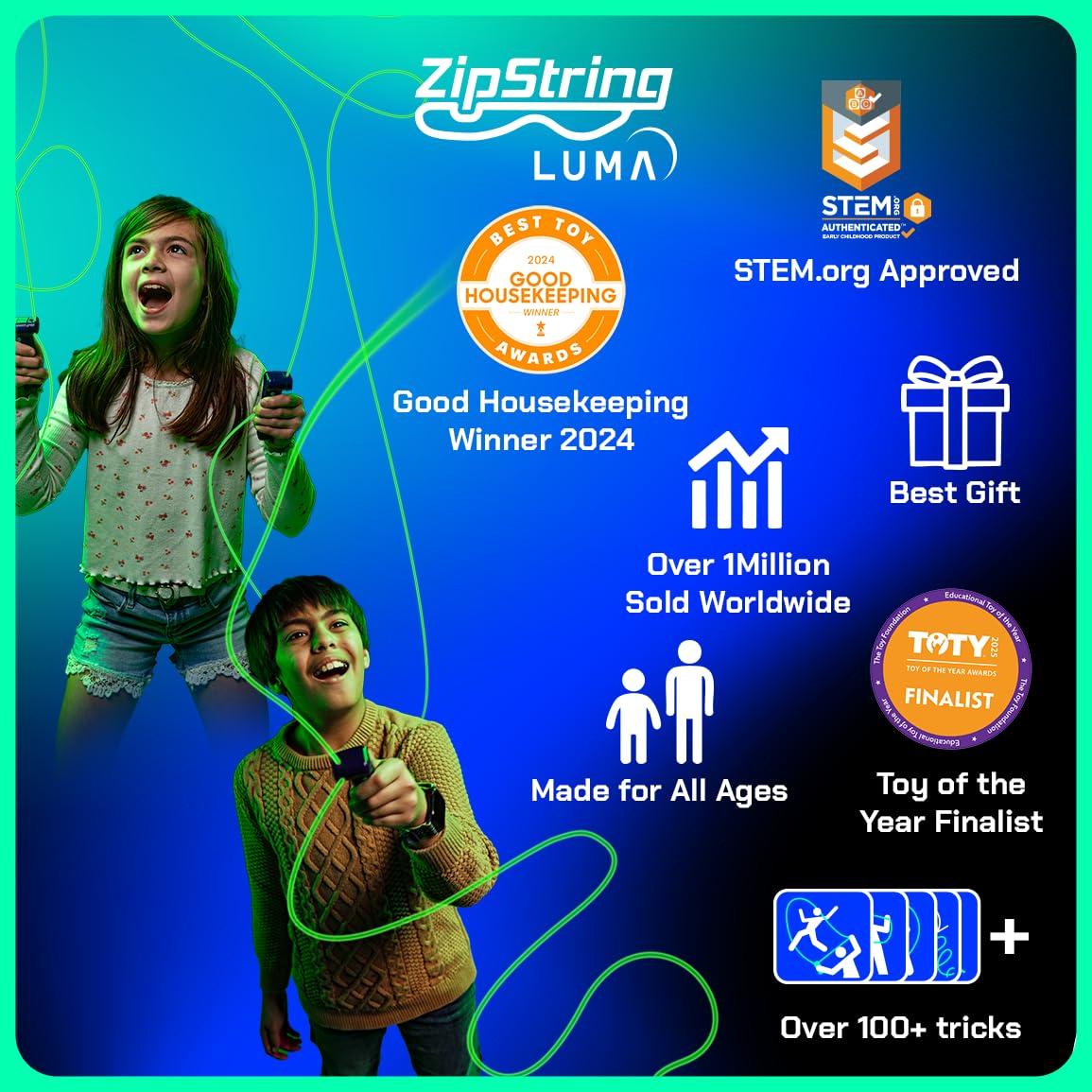 ZipString ZipString Luma - The Patented Glow-in-The-Dark Toy That Flies a Loop of String, Creates Endless Shapes and Tricks Built-in LED for Glowing Fun. Perfect STEM Gift for Kids & Adults. Wonderment Awaits