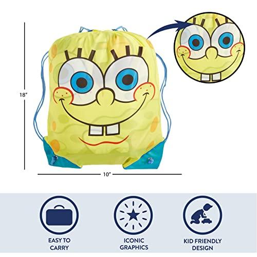 Idea Nuova Nickelodeon Spongebob Squarepants Sling Bag and Cozy Lightweight Sleeping Bag, 46” L x 26” W, Ages 3+