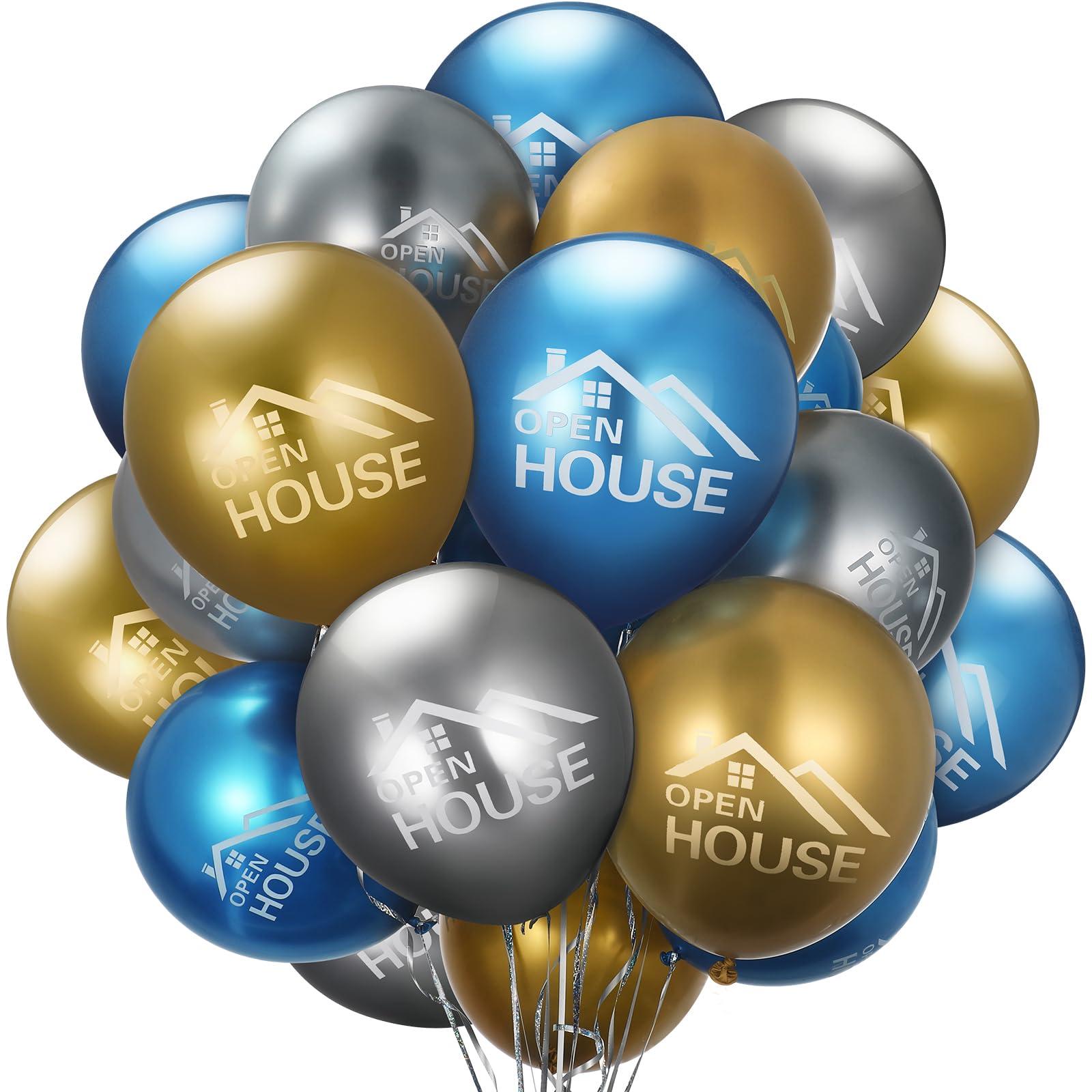 HyDren HyDren 72 Pcs Open House Balloons House for Sale Balloons 15.7 Inches Metallic Balloons for Real Estate Balloons Supplies Signs for Open House Yard Sign House Signs