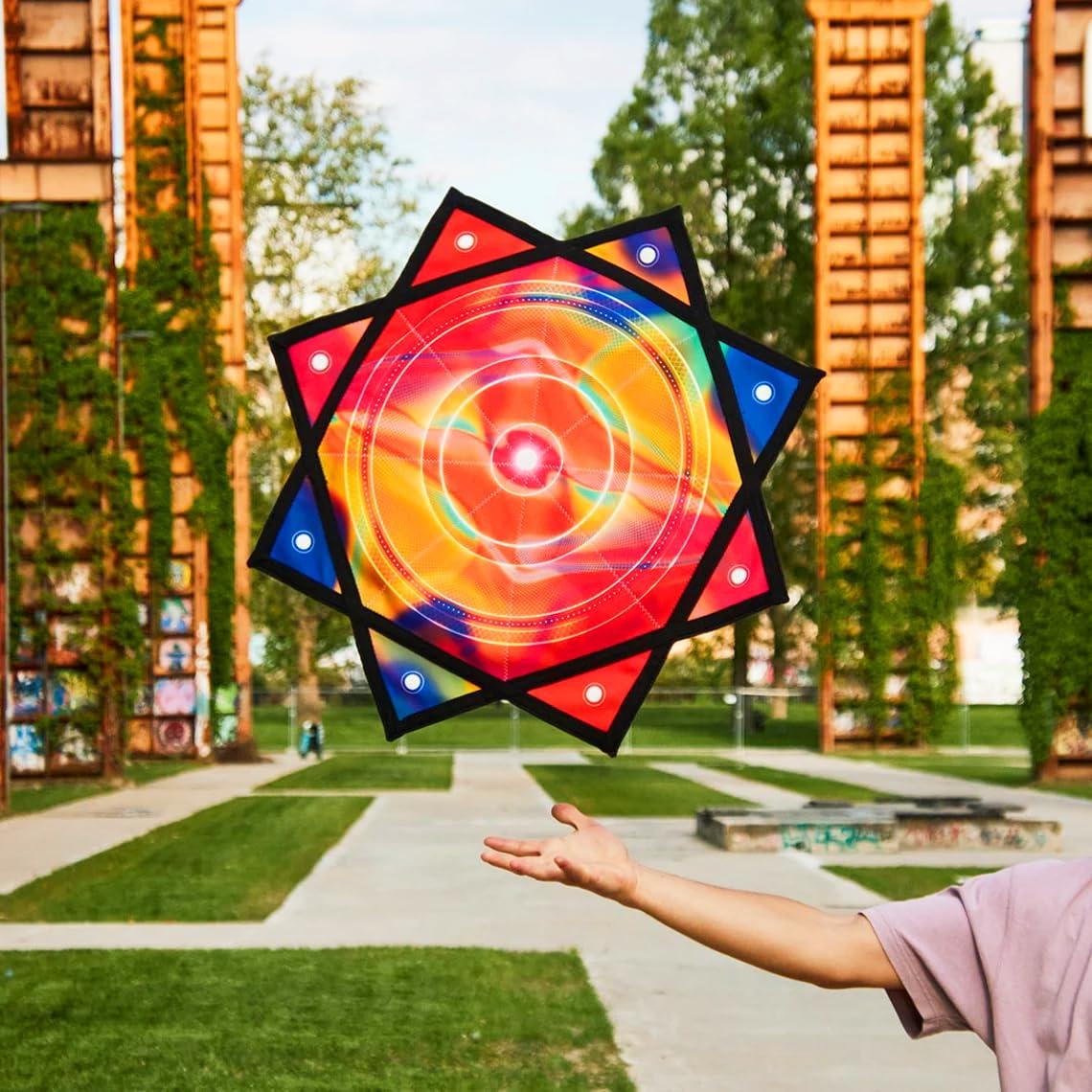 BVCY BVCY Flowstar Beginners Flow Star Spinning Cloth Easy to Rotate Sided Print Double Stitched Flow Toy Fingertip Rotating Flow Toy Dapo Star Blue (Style-7)