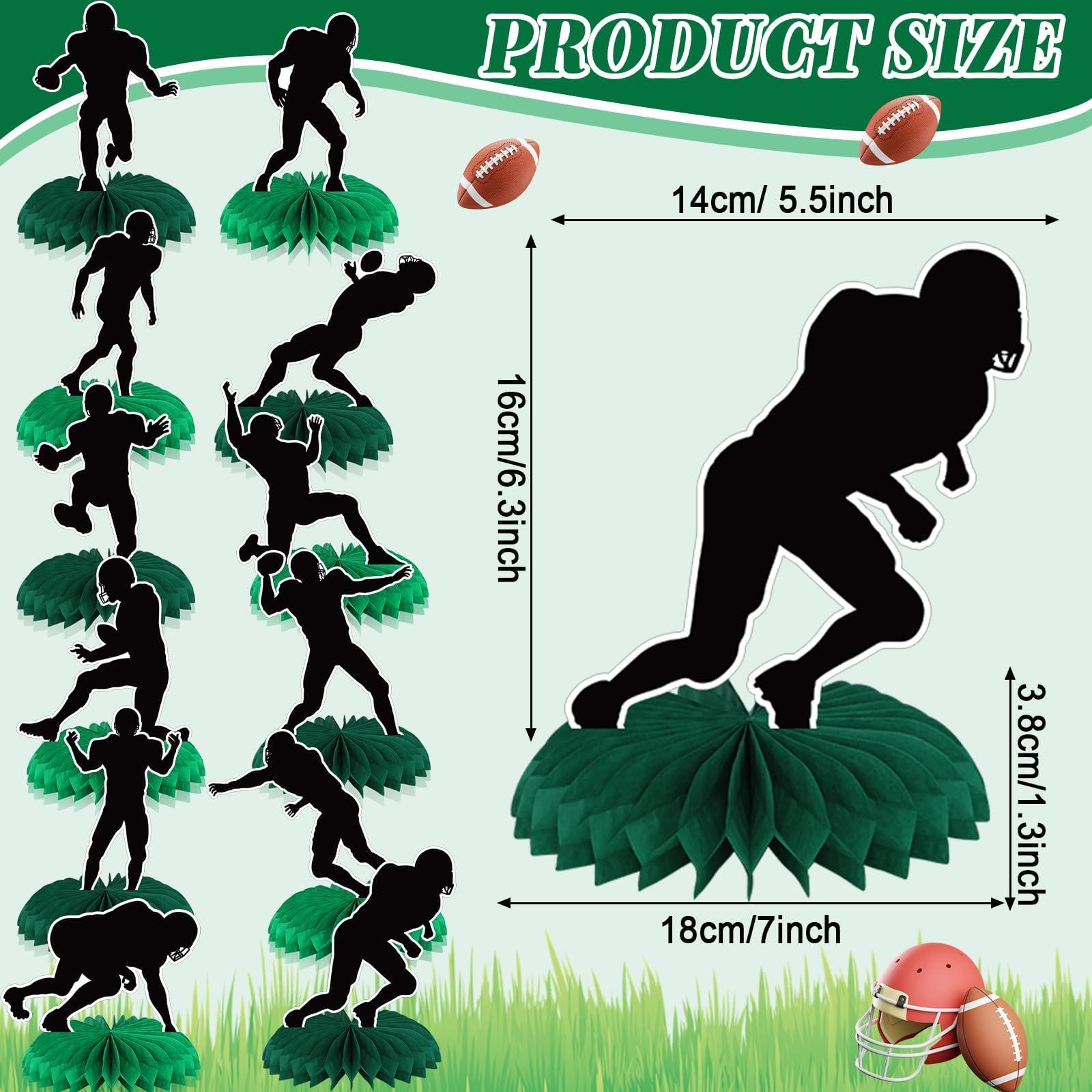 QOUBAI QOUBAI 12Pcs Football Honeycomb Centerpieces Football Player Party Decorations Sports Party Decor Table Toppers Birthday Party Decoration for Baby Shower Gameday Tailgate Party Favor Supplies