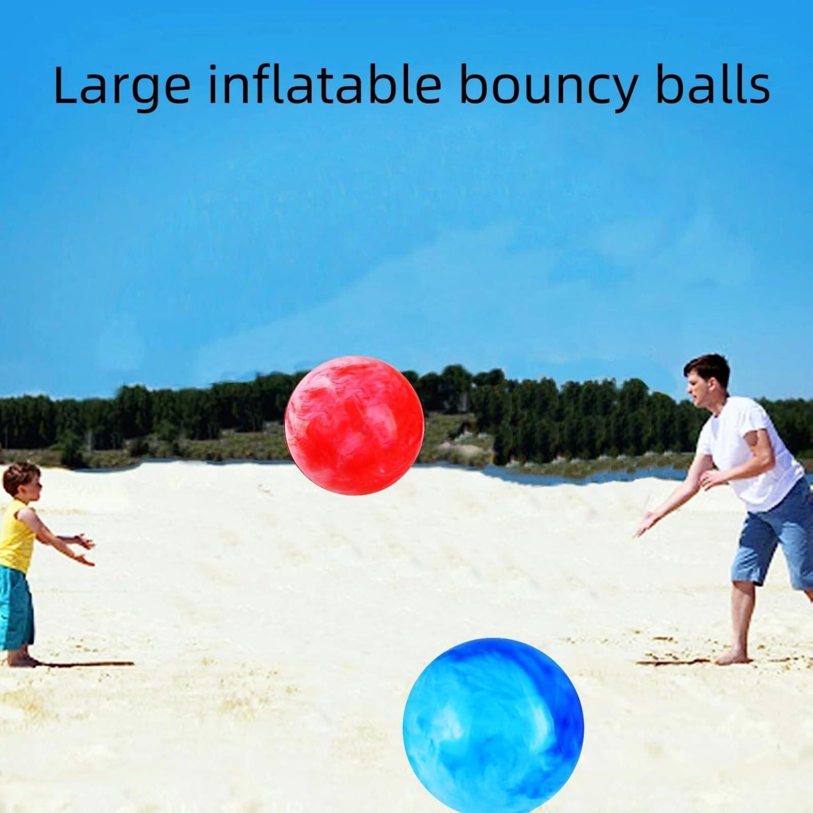 GCQJOQ GCQJOQ 2 Pcs Balls for Kids, Large Sized Marbleized Bouncy Balls Beach Ball Playground Sensory Balls - 18 inch