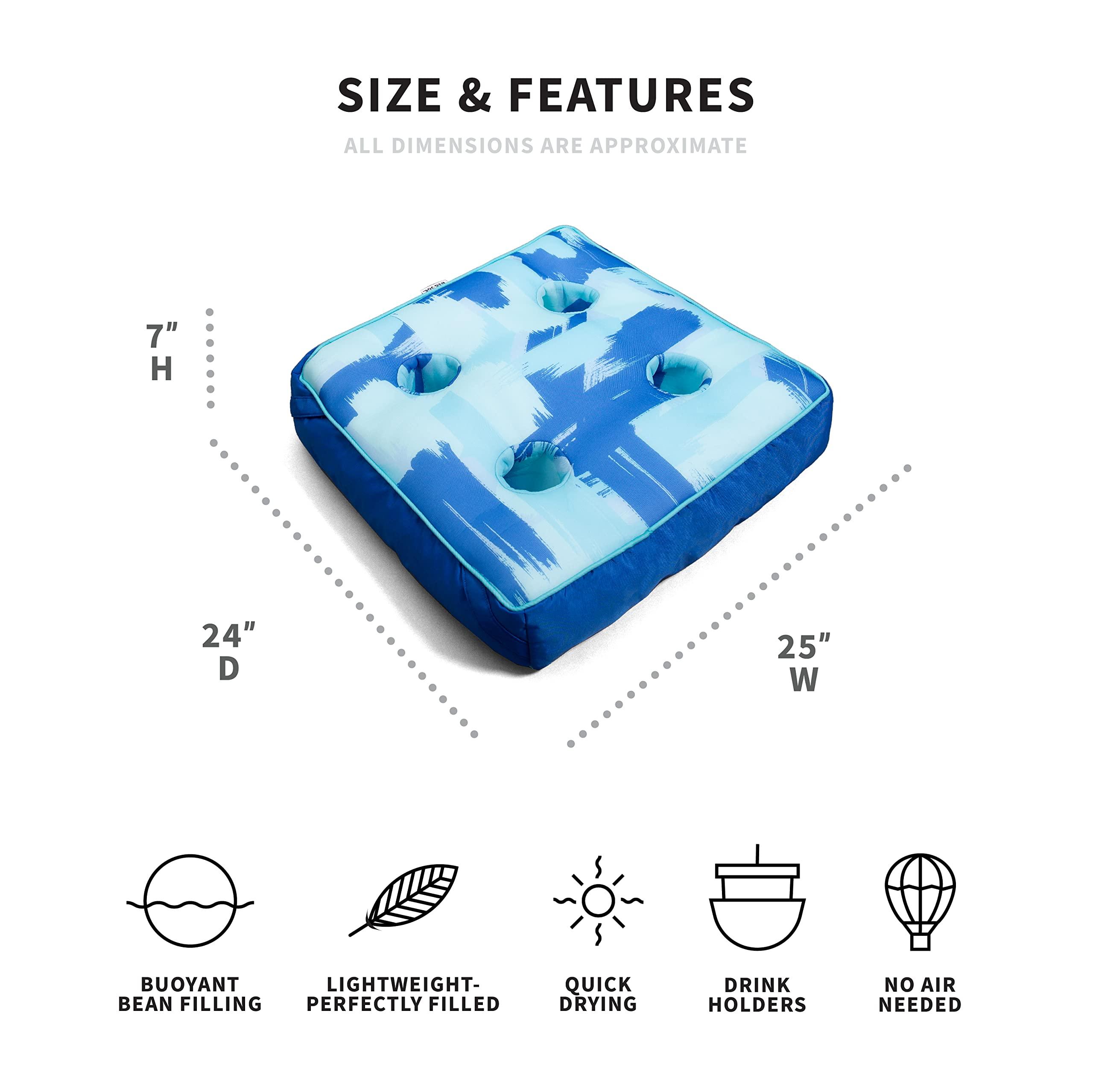 Big Joe Big Joe Captain's Caddie No Inflation Needed Pool Float Drink Holder, Paintbrush Blue Double Sided Mesh, Quick Draining Fabric, 2 feet