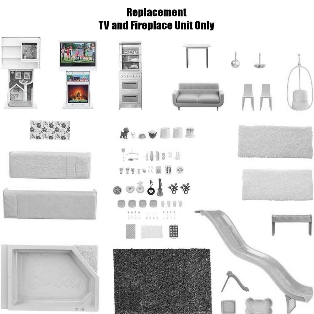 Barbie Replacement Parts for Barbie Doll Dreamhouse - GRG93 ~ Replacement TV and Fireplace Unit