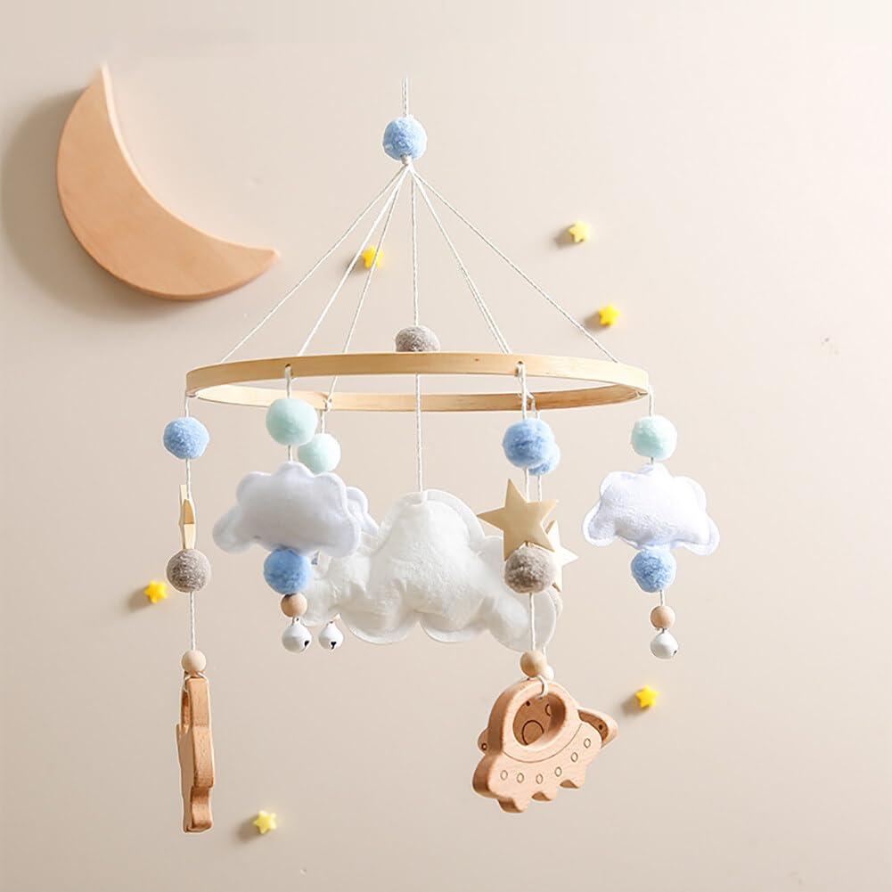 ikasus Crib Mobile for Baby with Wooden Arm, Wall Mounted Suitable for All Cribs 100% Natural Larch Hanger Nusery Decor Baby Room Safe Holder Type 2