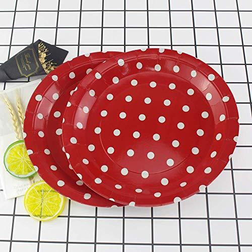 Party2u Round Plates 6.75" 8/Pkg-Ruby Red Decorative Dots